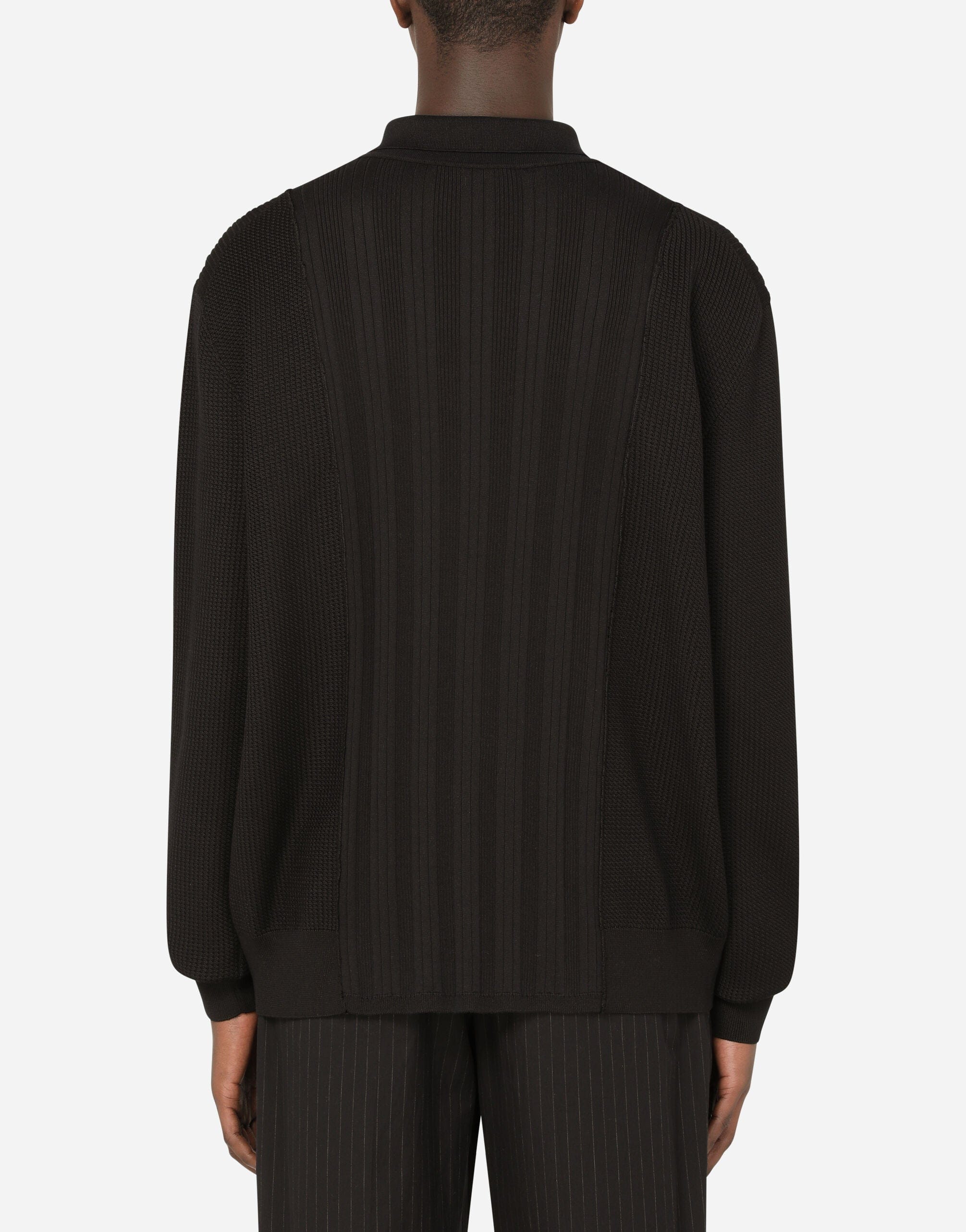 Dolce & Gabbana Mixed Knit Polo-Style Sweatshirt