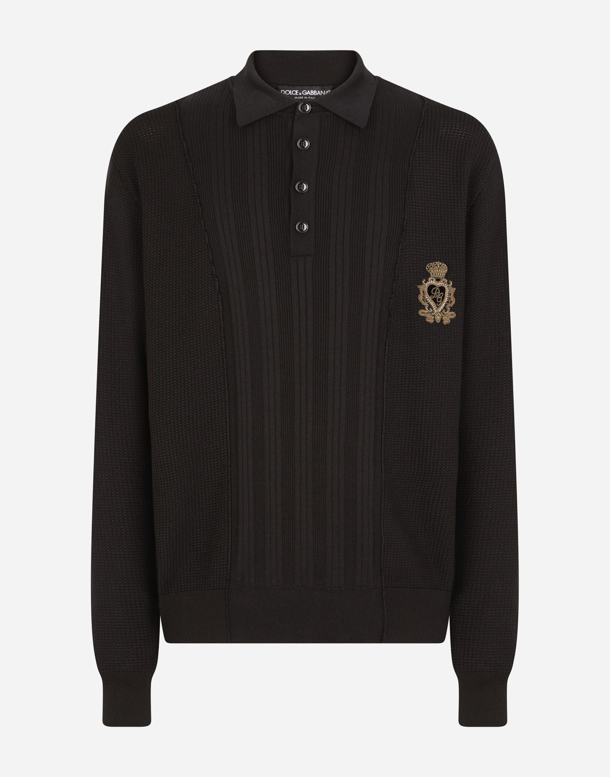 Dolce & Gabbana Mixed Knit Polo-Style Sweatshirt