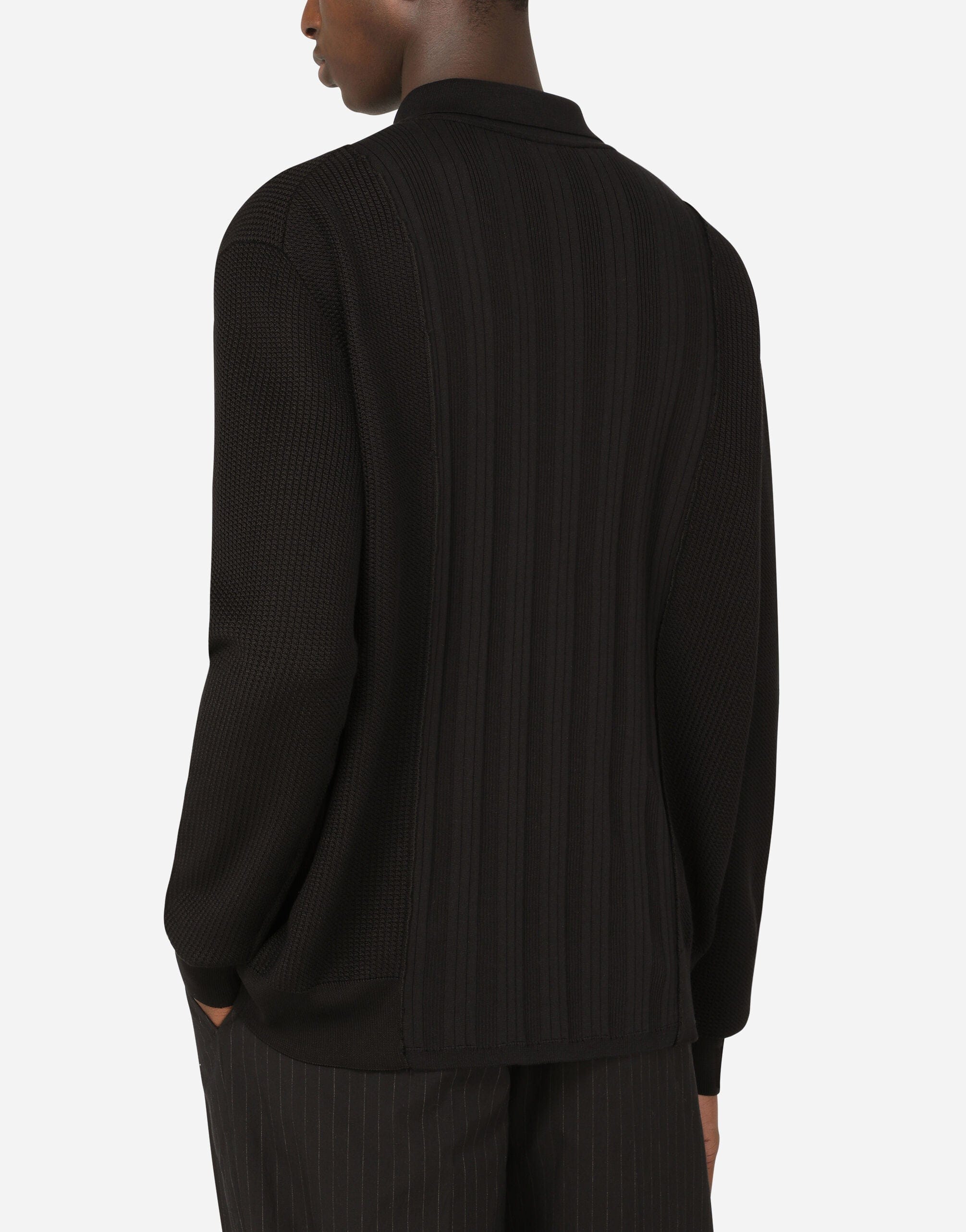 Dolce & Gabbana Mixed Knit Polo-Style Sweatshirt