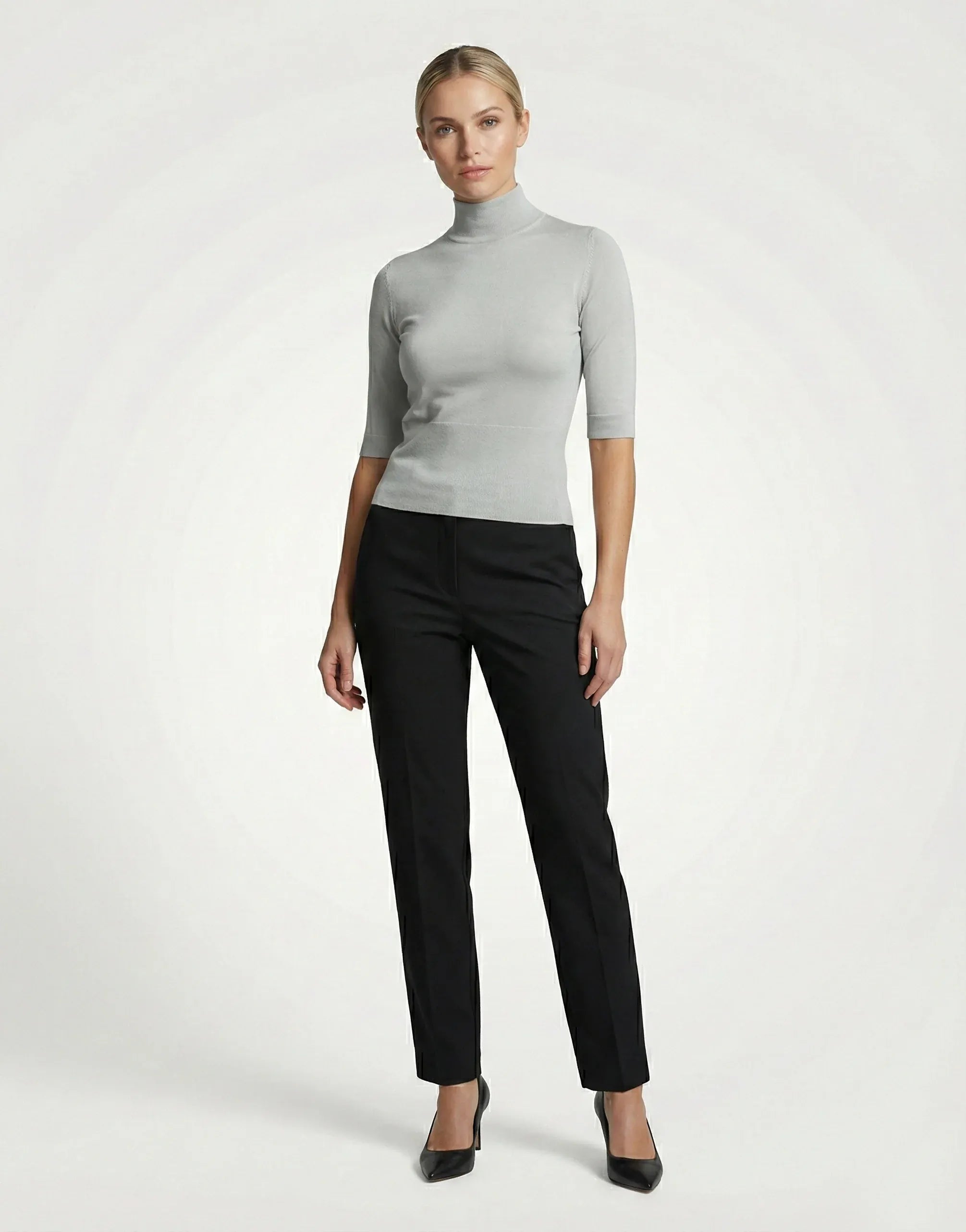 Dolce & Gabbana Mock-Neck Half-Sleeve Fine-Knit Top