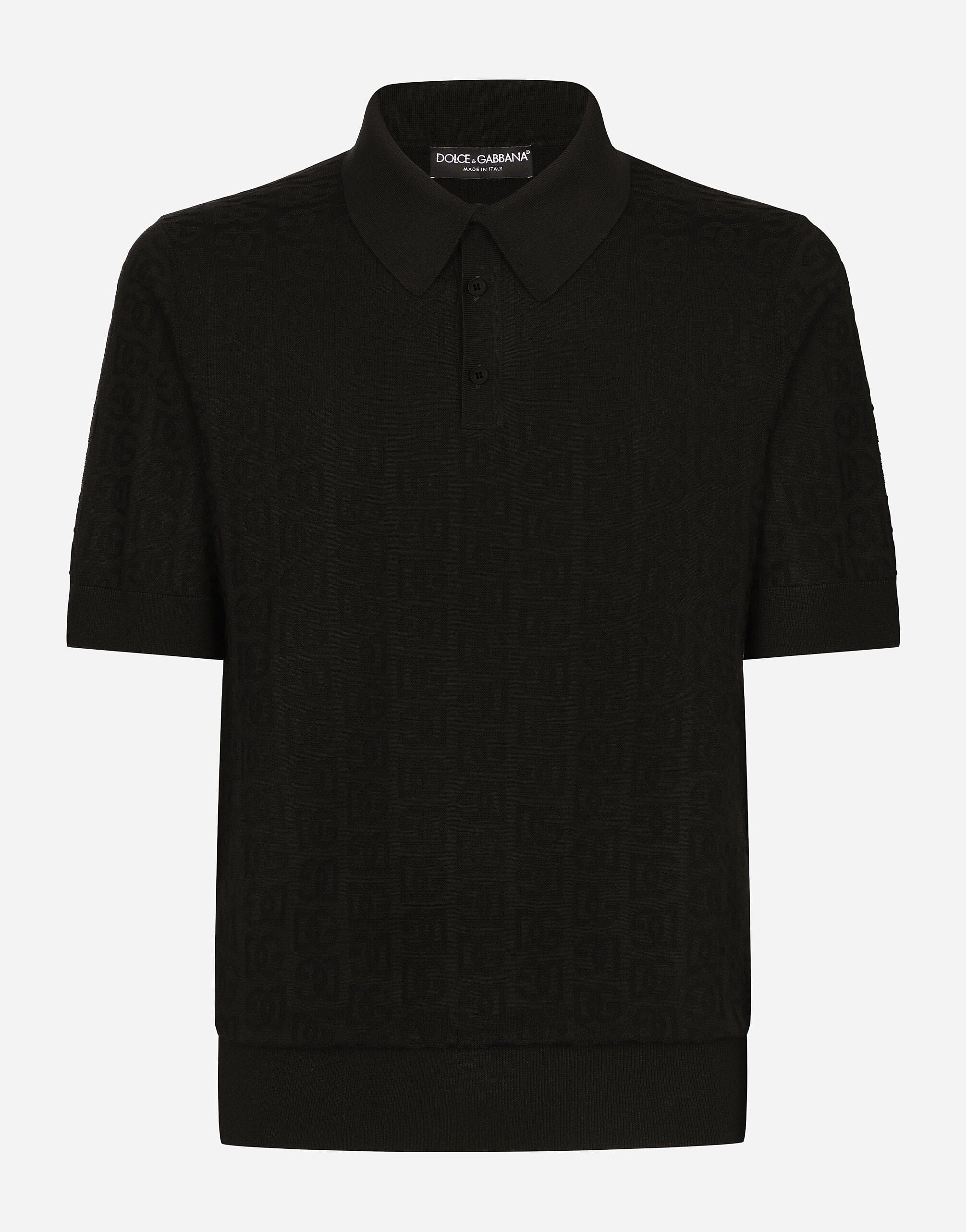 Dolce & Gabbana Monogram-Jacquard Silk Polo Shirt