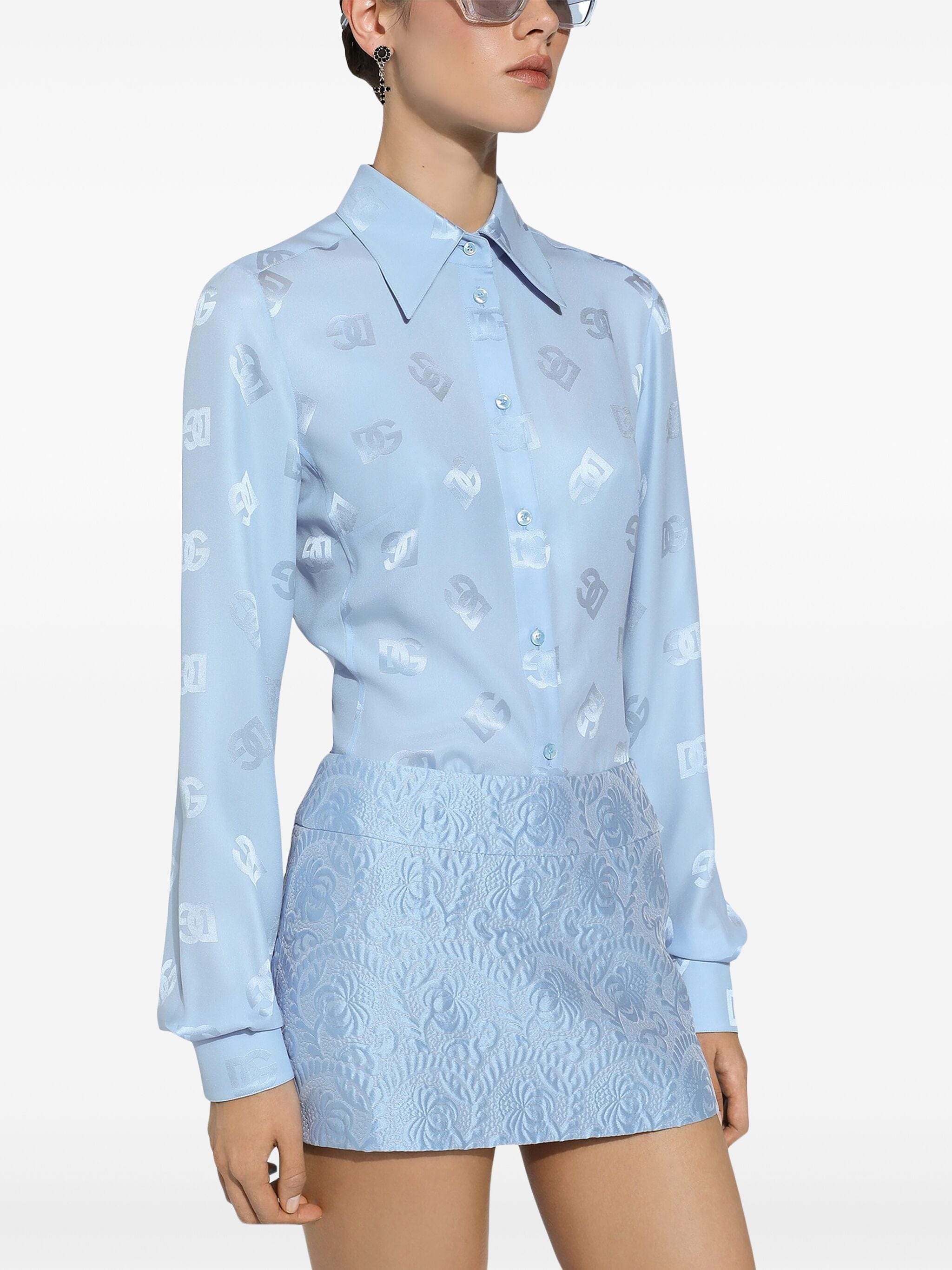 Dolce & Gabbana Monogram-Jacquard Silk Shirt