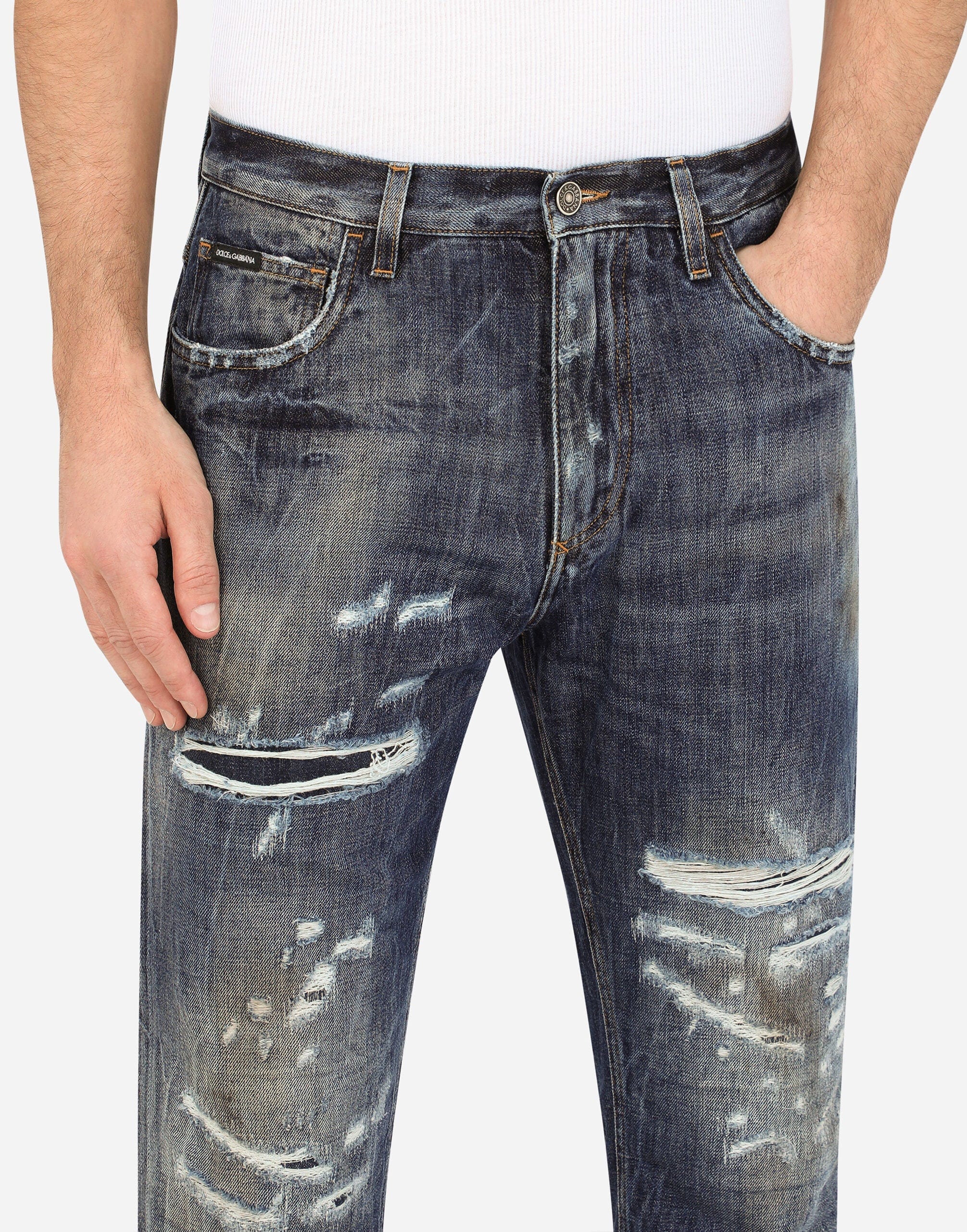 Dolce & Gabbana Mud-Effect Detailing Jeans
