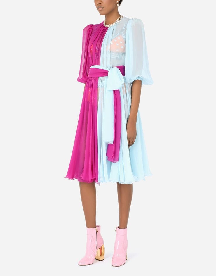 Dolce & Gabbana Multi-Color Chiffon Midi Dress