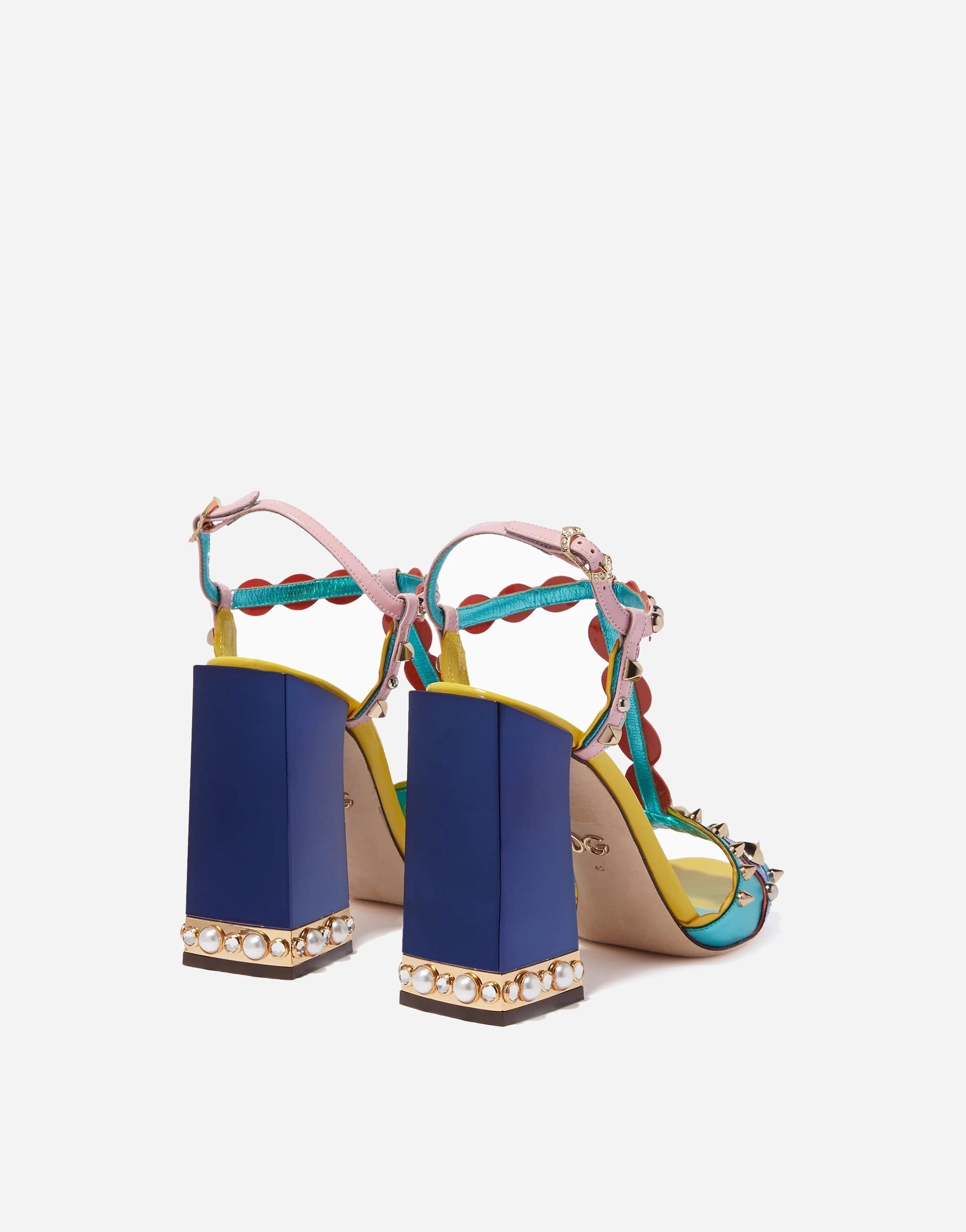 Dolce & Gabbana Multicolor Embellished Leather Sandals