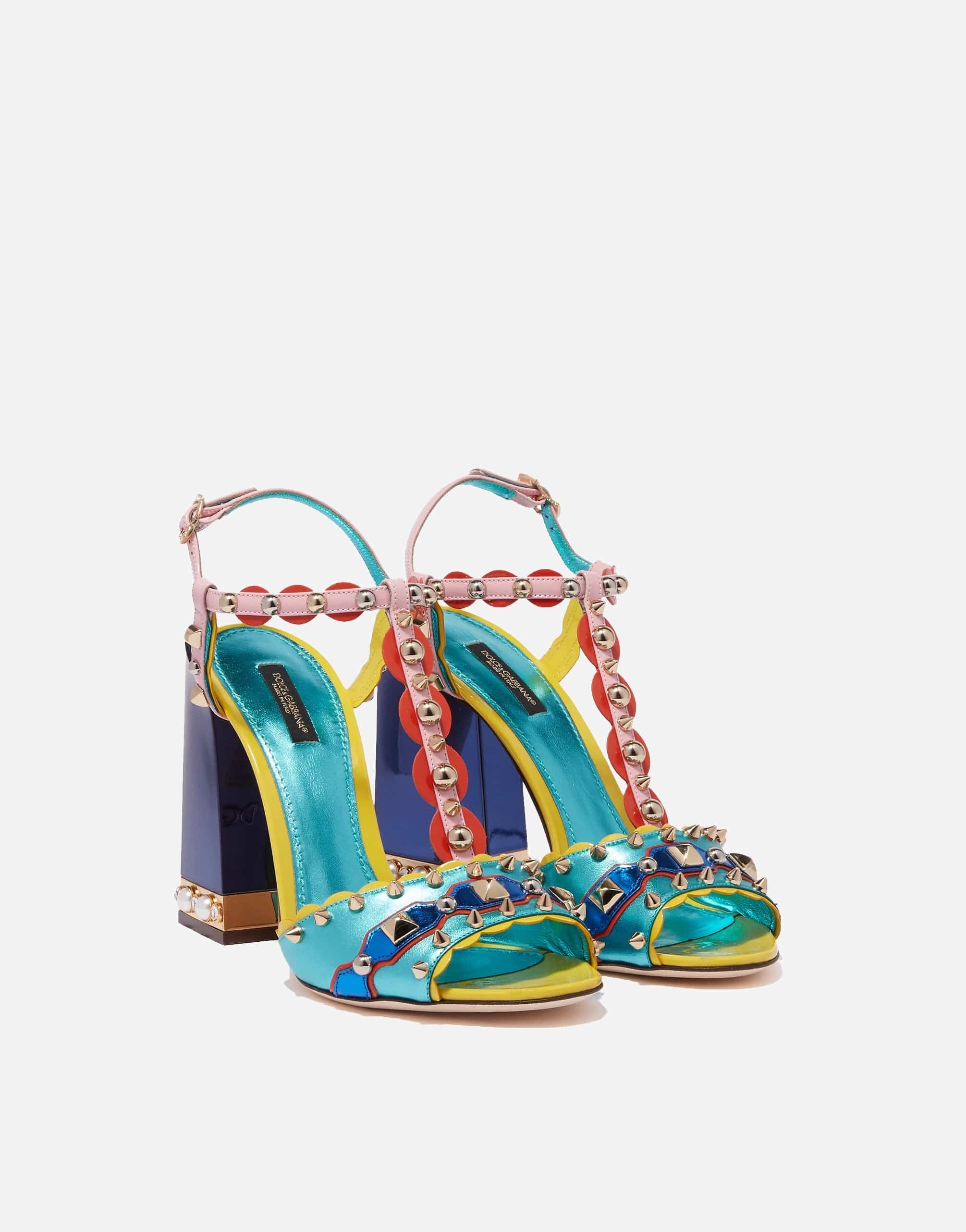 Dolce & Gabbana Multicolor Embellished Leather Sandals