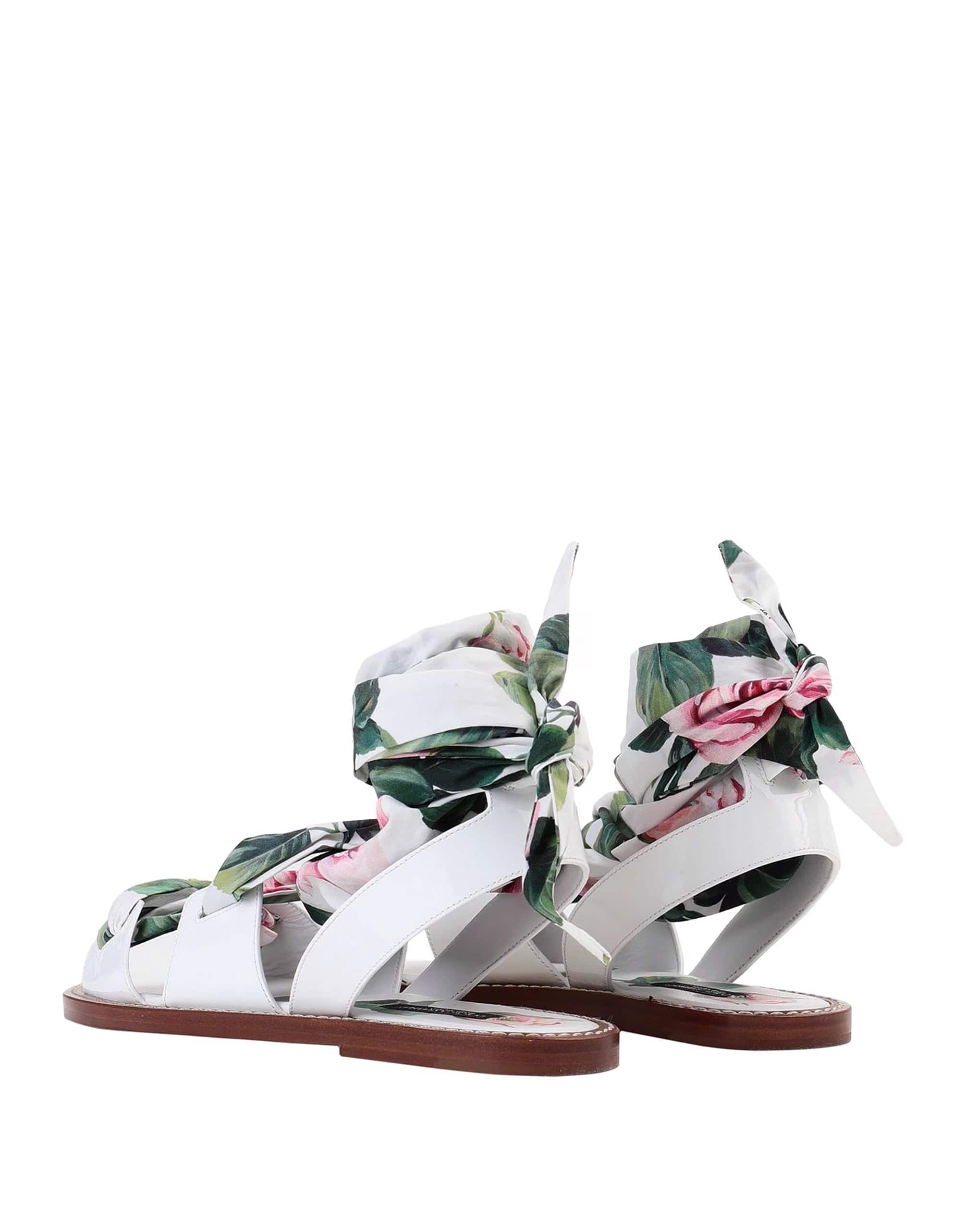 Dolce & Gabbana Multicolor Floral Print Ankle Wrap Sandals