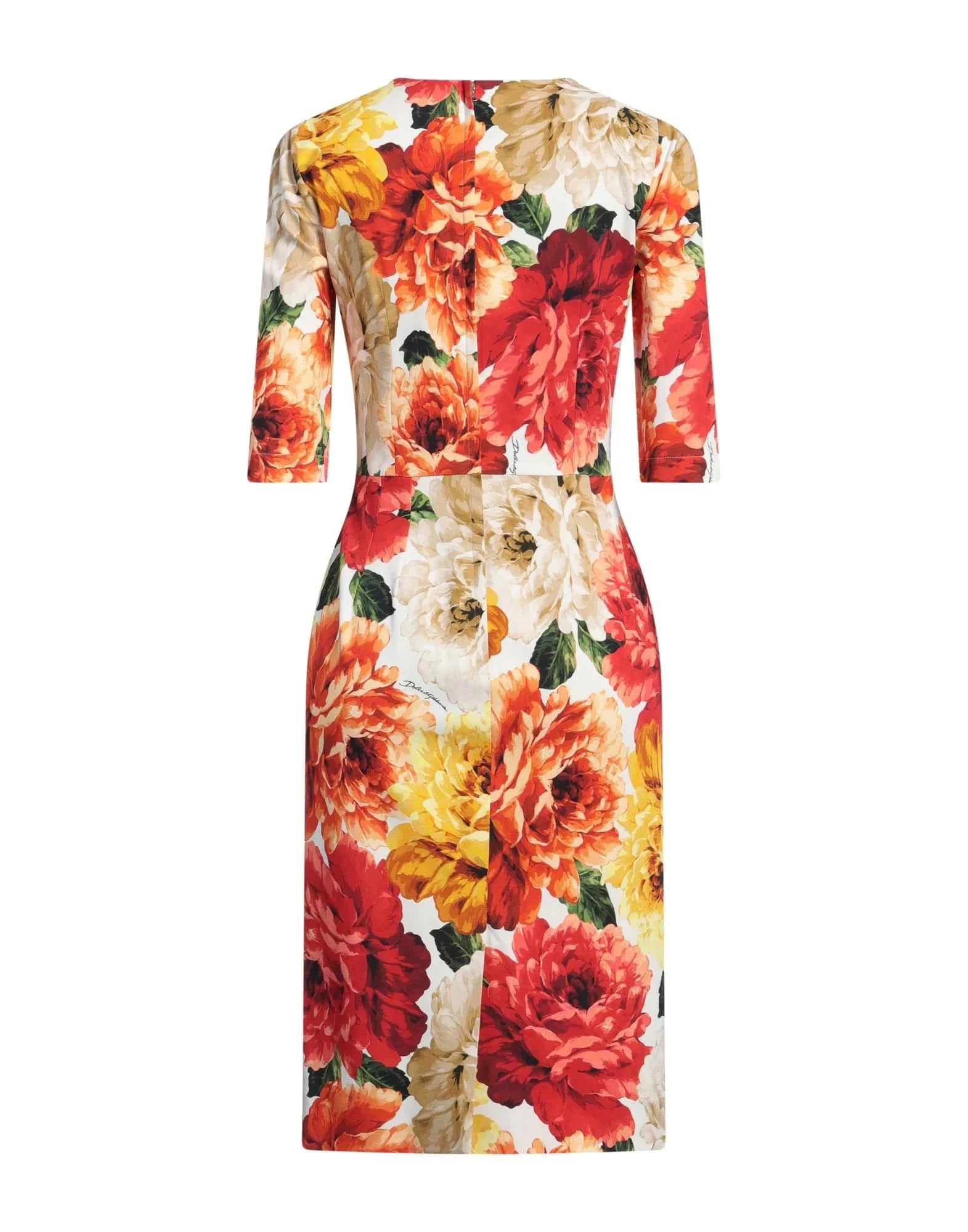 open lace back dress Dolce & Gabbana Multicolor Floral-Print Sheath Dress