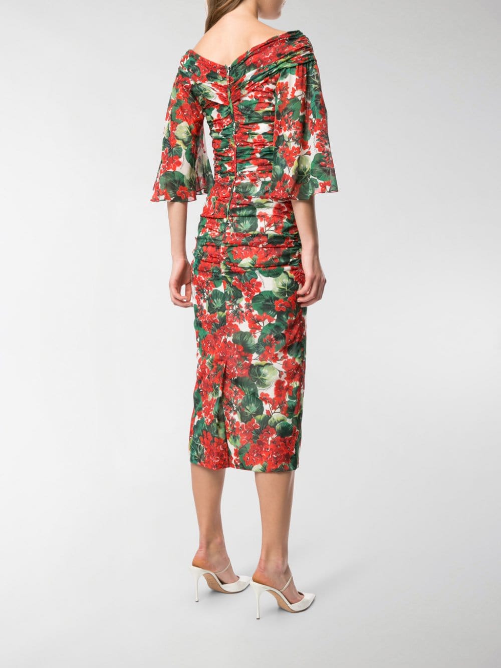 Dolce & Gabbana Multicolor Geranium Silk Sheath Midi Dress