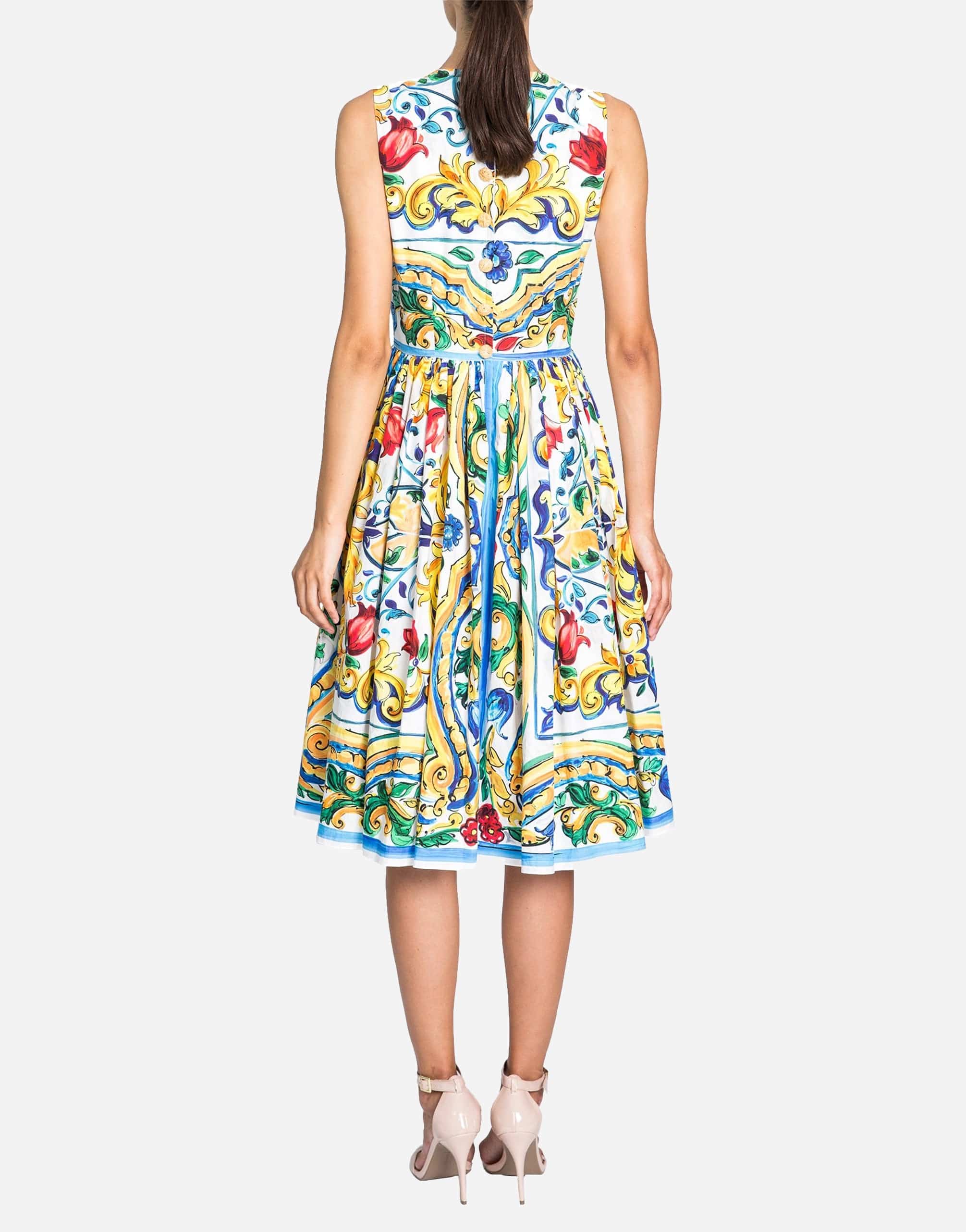 Dolce & Gabbana Multicolor Majolica A-Line Sleeveless Dress