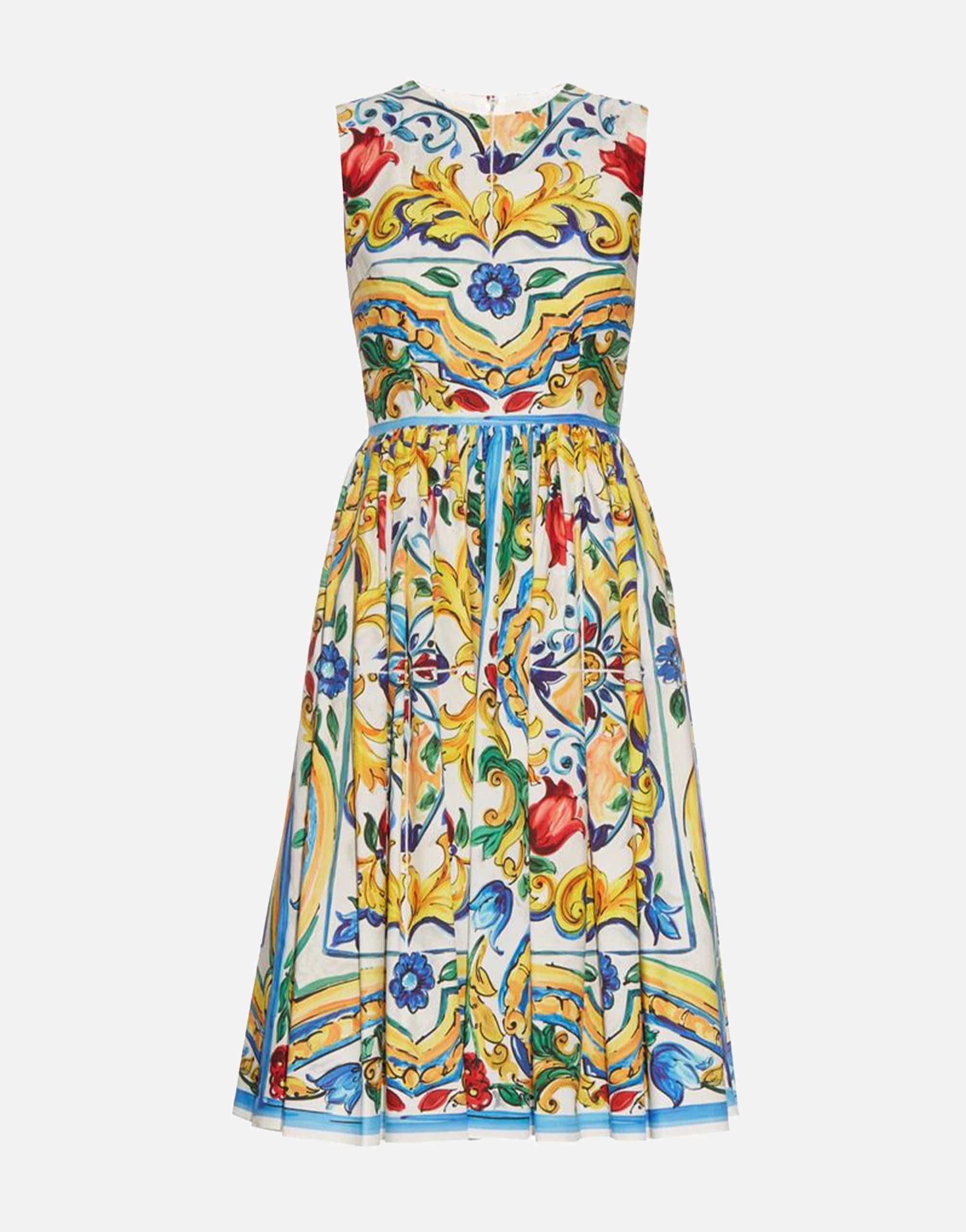 Dolce & Gabbana Multicolor Majolica A-Line Sleeveless Dress