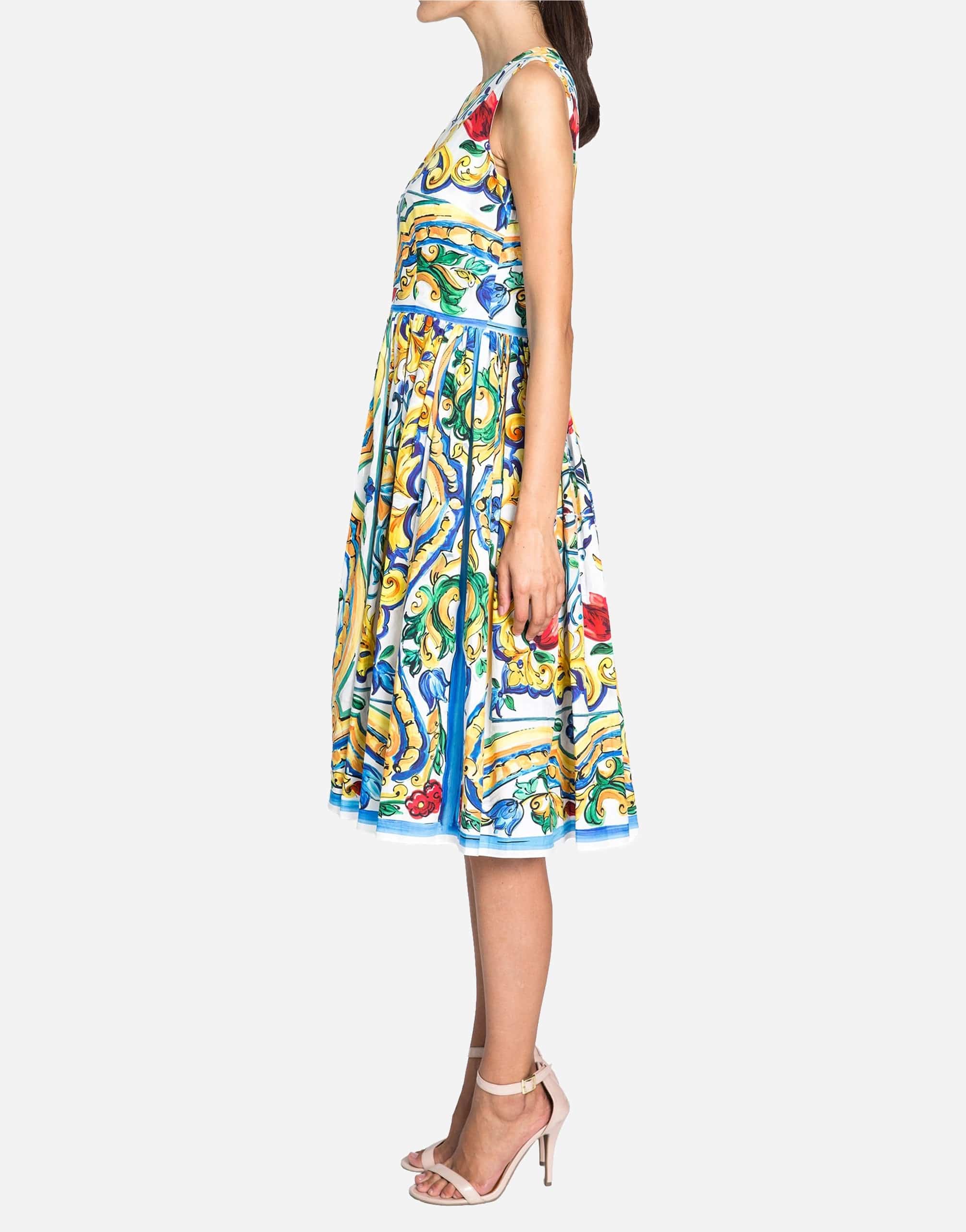 Dolce & Gabbana Multicolor Majolica A-Line Sleeveless Dress