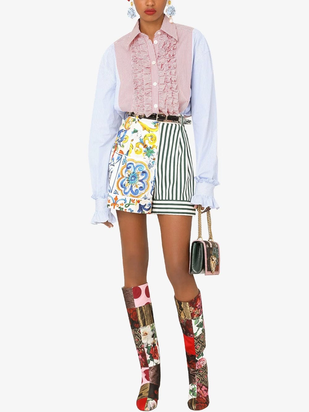 Majolica-print technical jersey short skirt in Multicolor for for