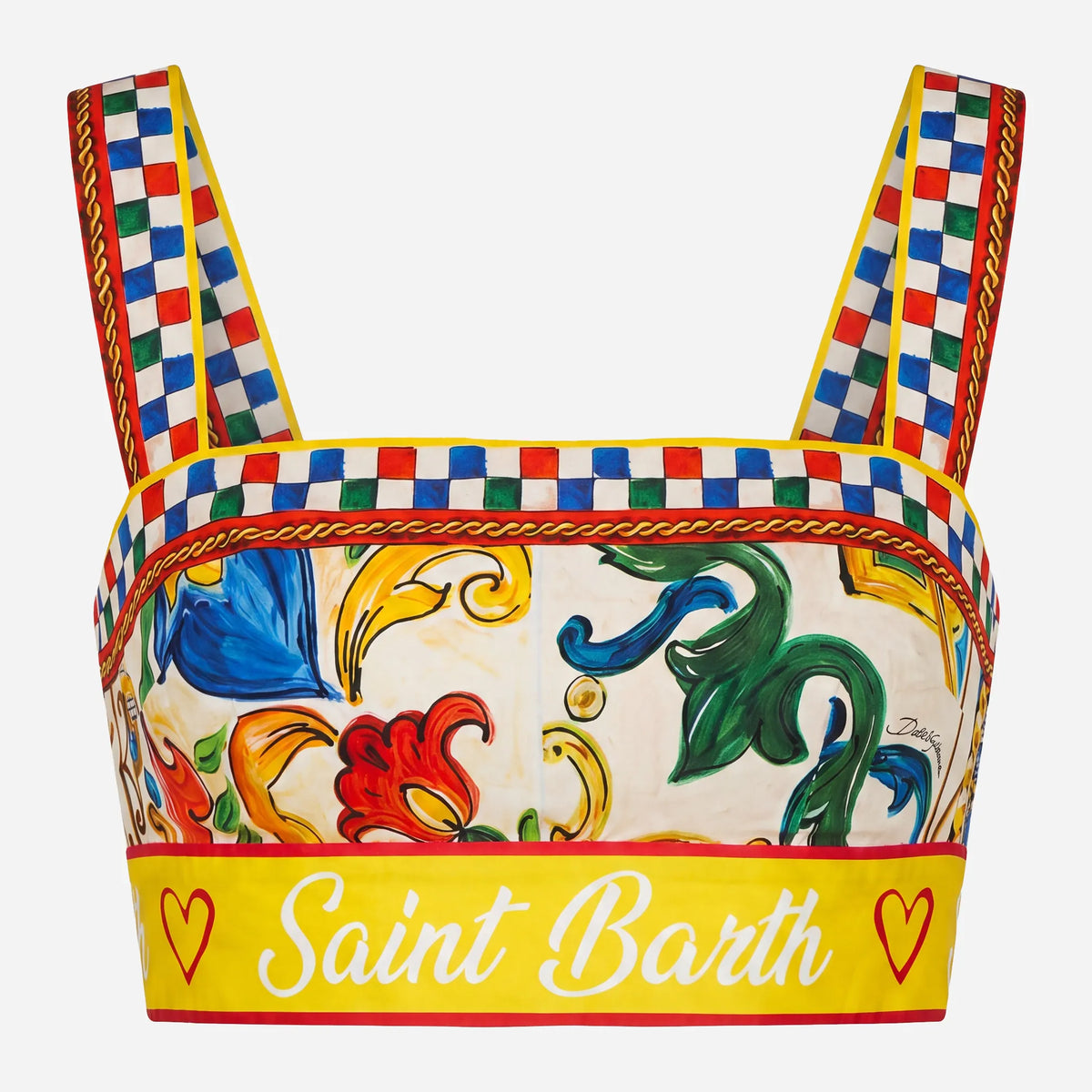 Dolce & Gabbana Multicolor Majolica Printed Bralette Top