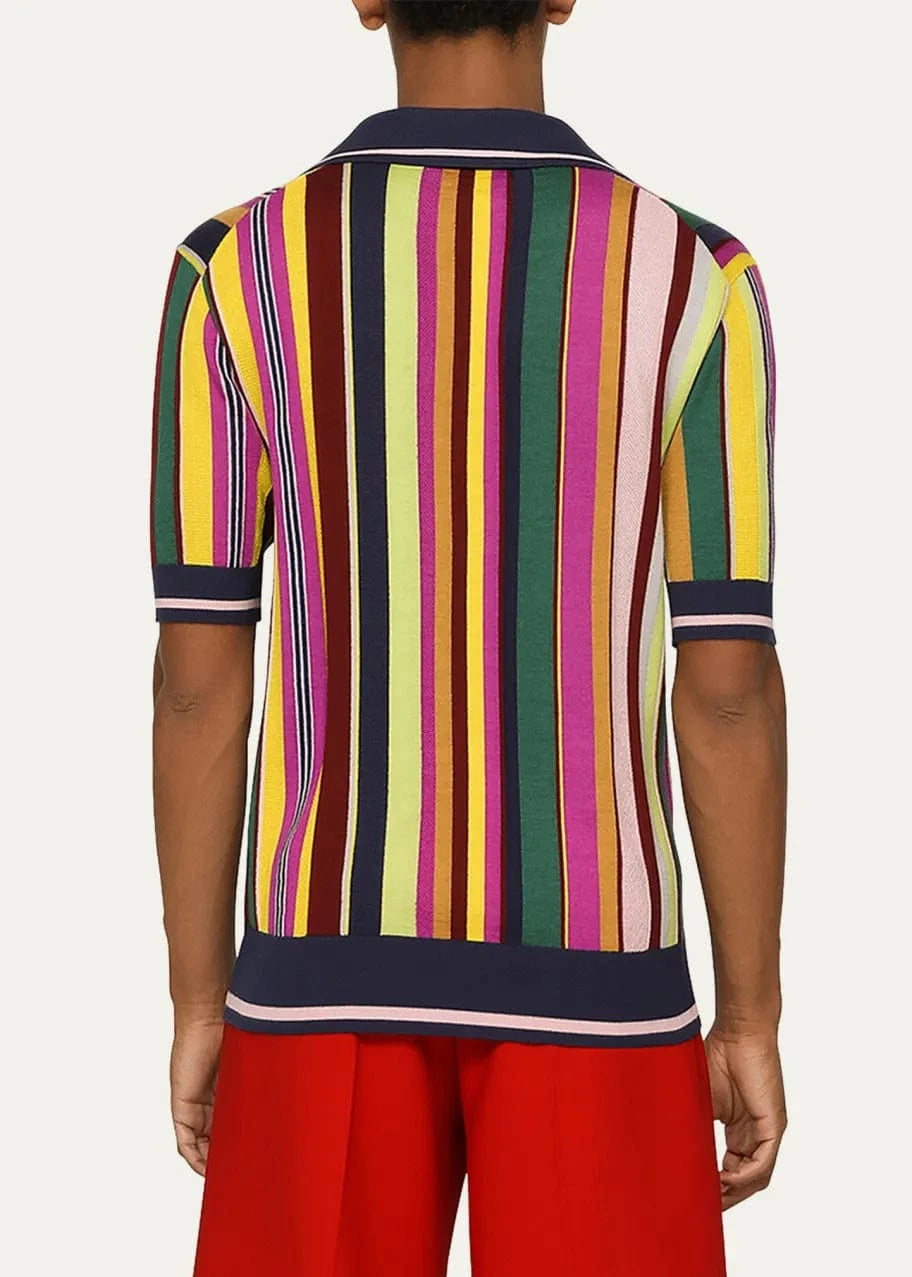 Dolce & Gabbana Multicolor Silk-Cashmere Polo Shirt