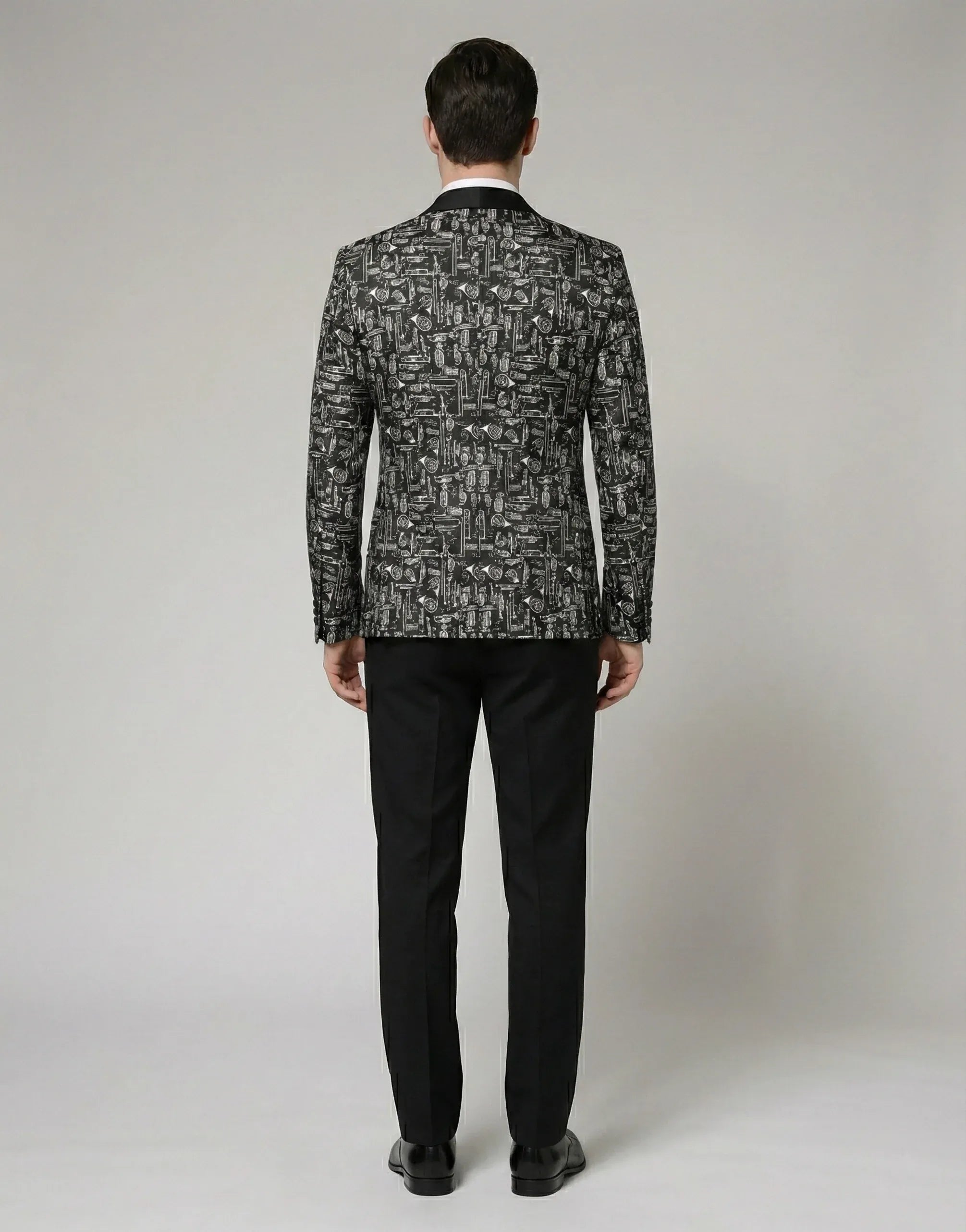 Dolce & Gabbana Musical Instrument Print Silk Single-Breasted Blazer