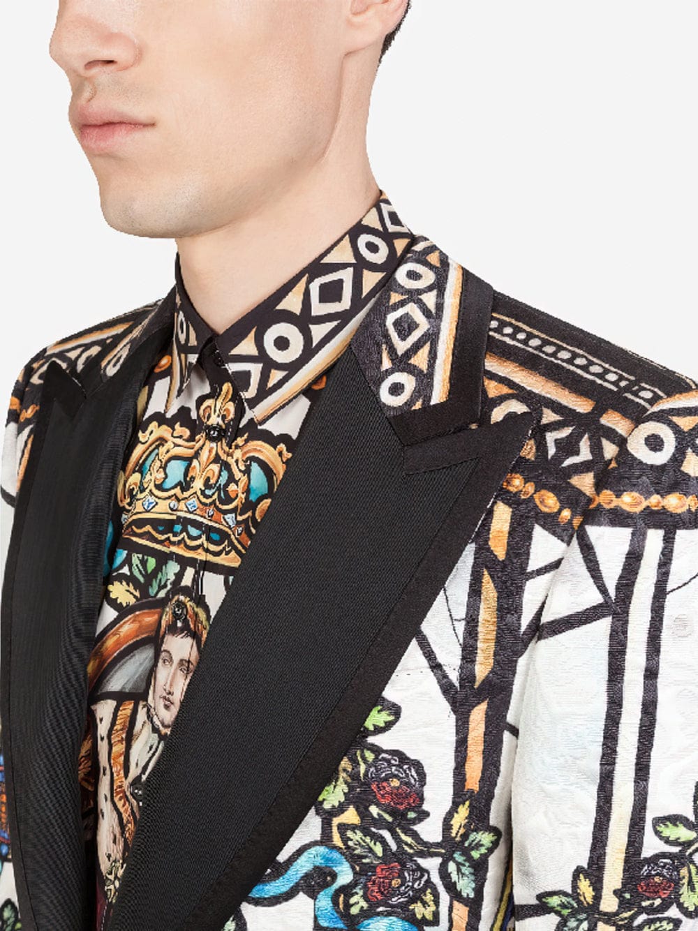 Dolce & Gabbana Napoleon Brocade Print Tuxedo Jacket