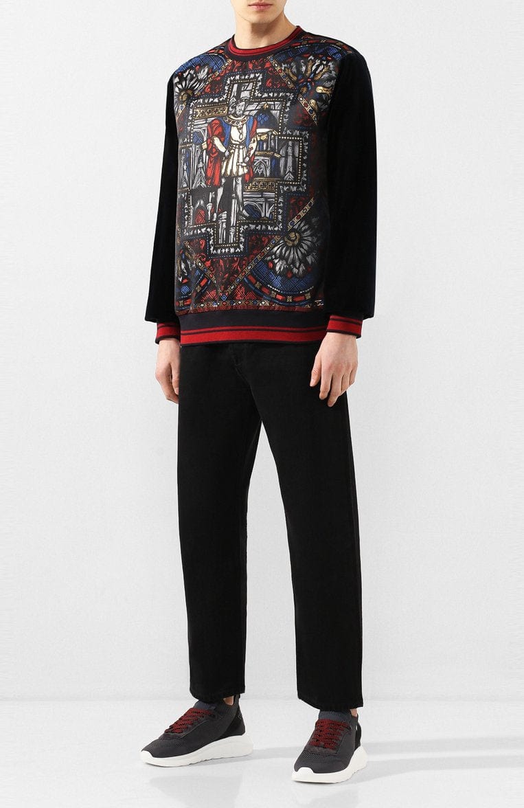 Dolce & Gabbana Napoleon Print Velvet Sweatshirt