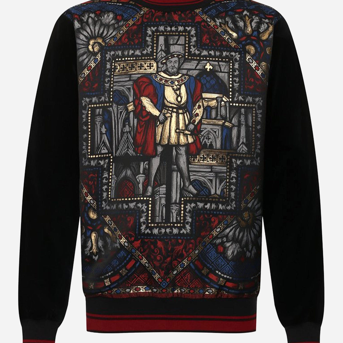 Dolce & Gabbana Napoleon Print Velvet Sweatshirt | Sendegaro