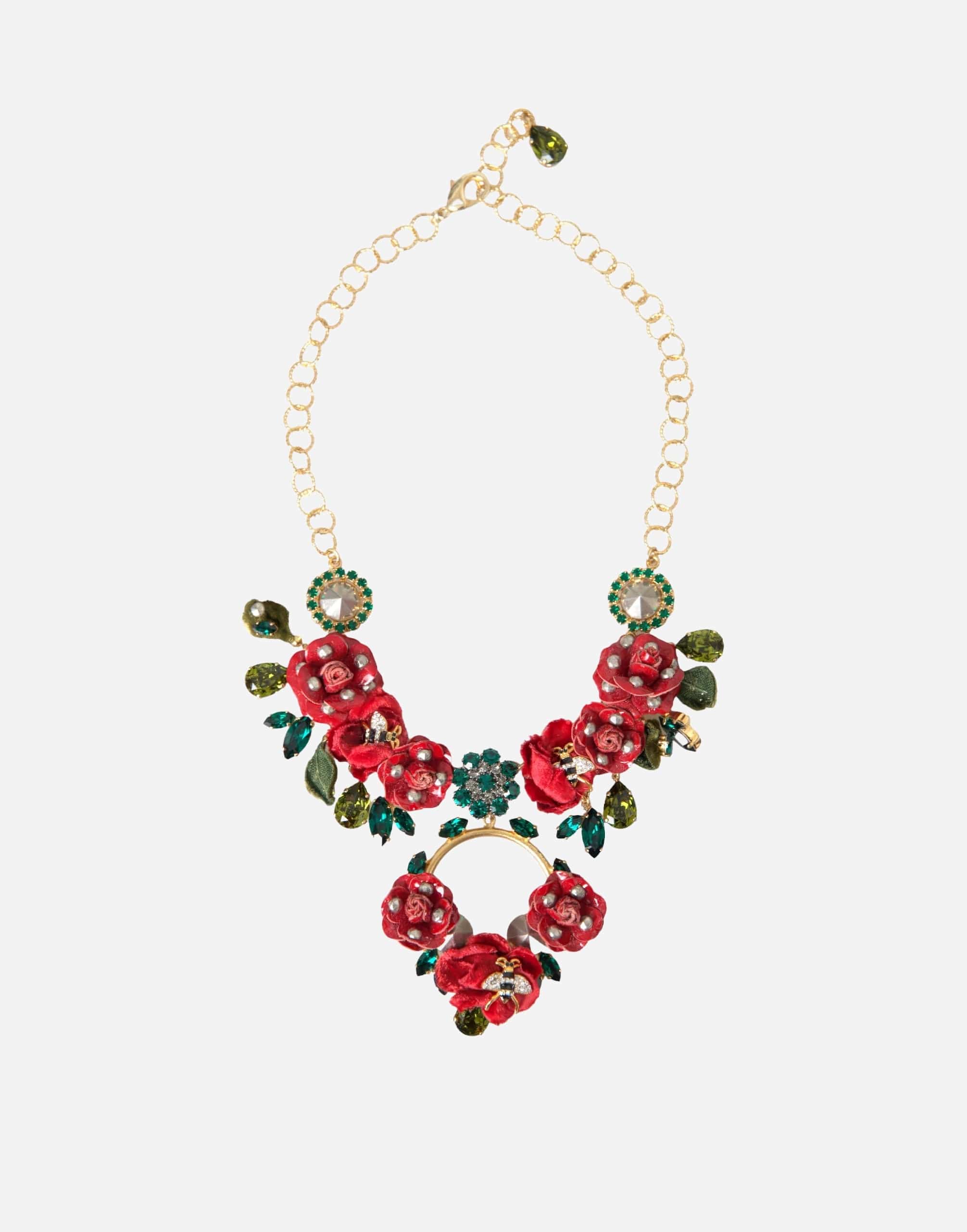 Dolce & Gabbana Necklace With Rose And Crystal Embellishments