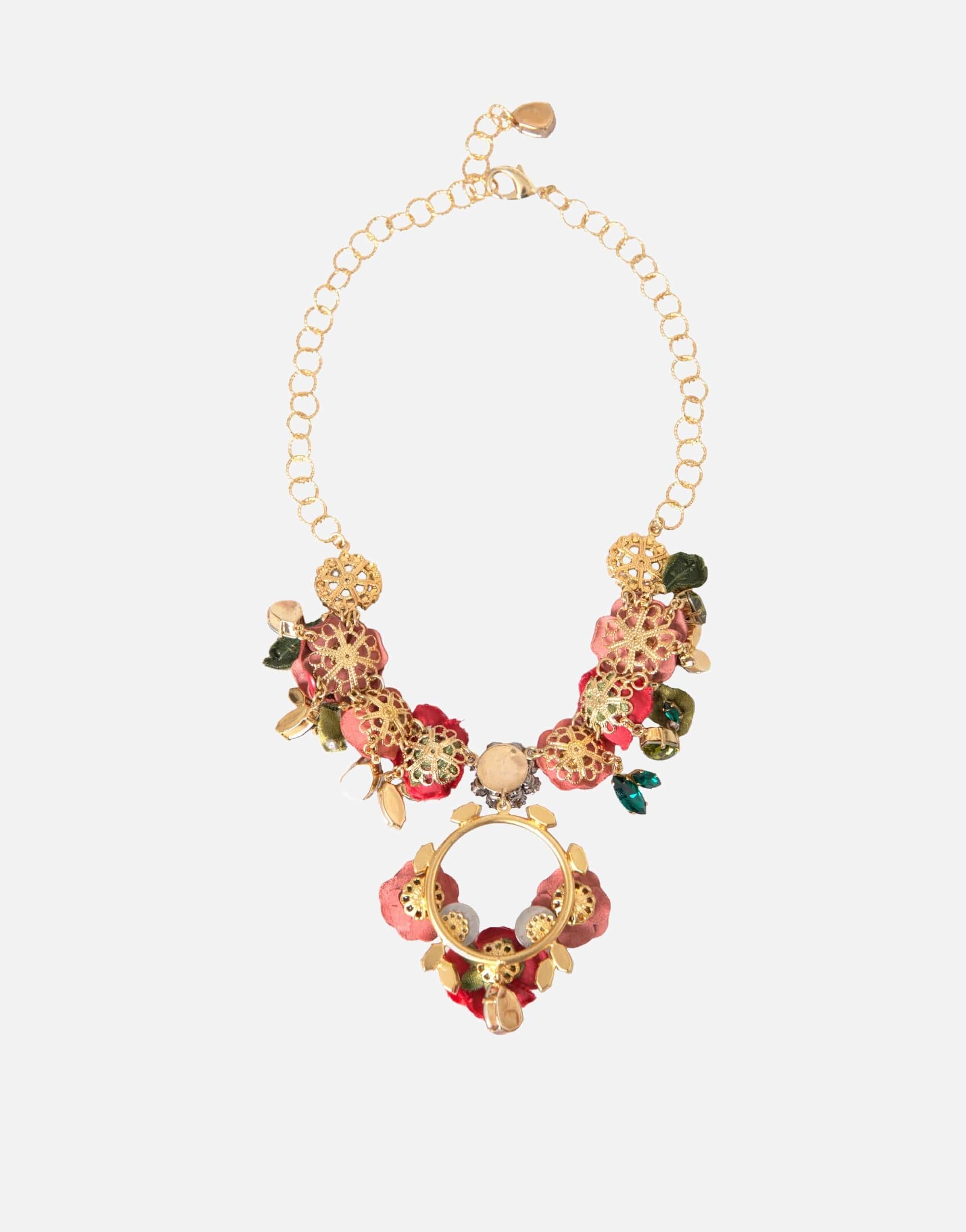 Dolce & Gabbana Necklace With Rose And Crystal Embellishments