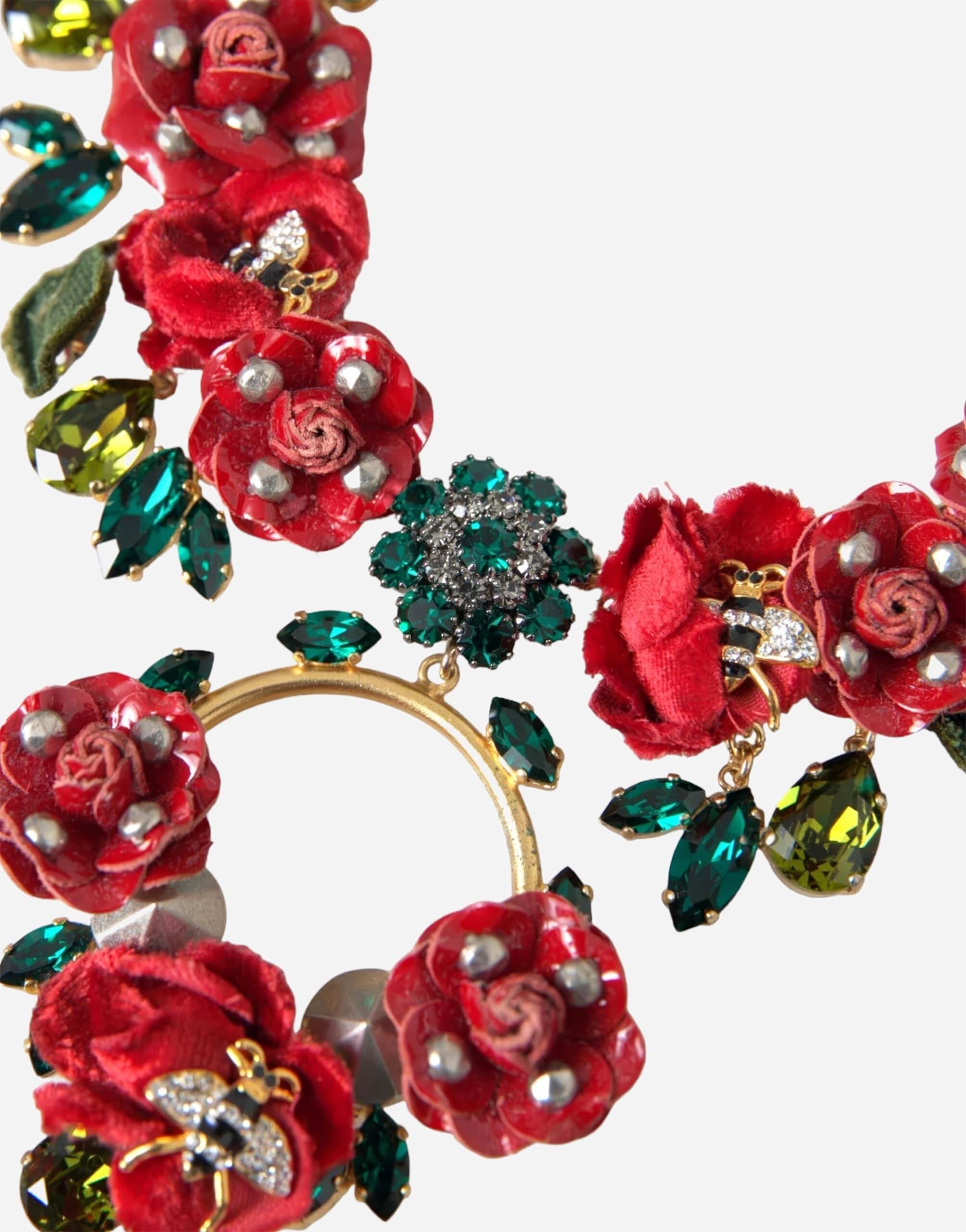 Dolce & Gabbana Necklace With Rose And Crystal Embellishments