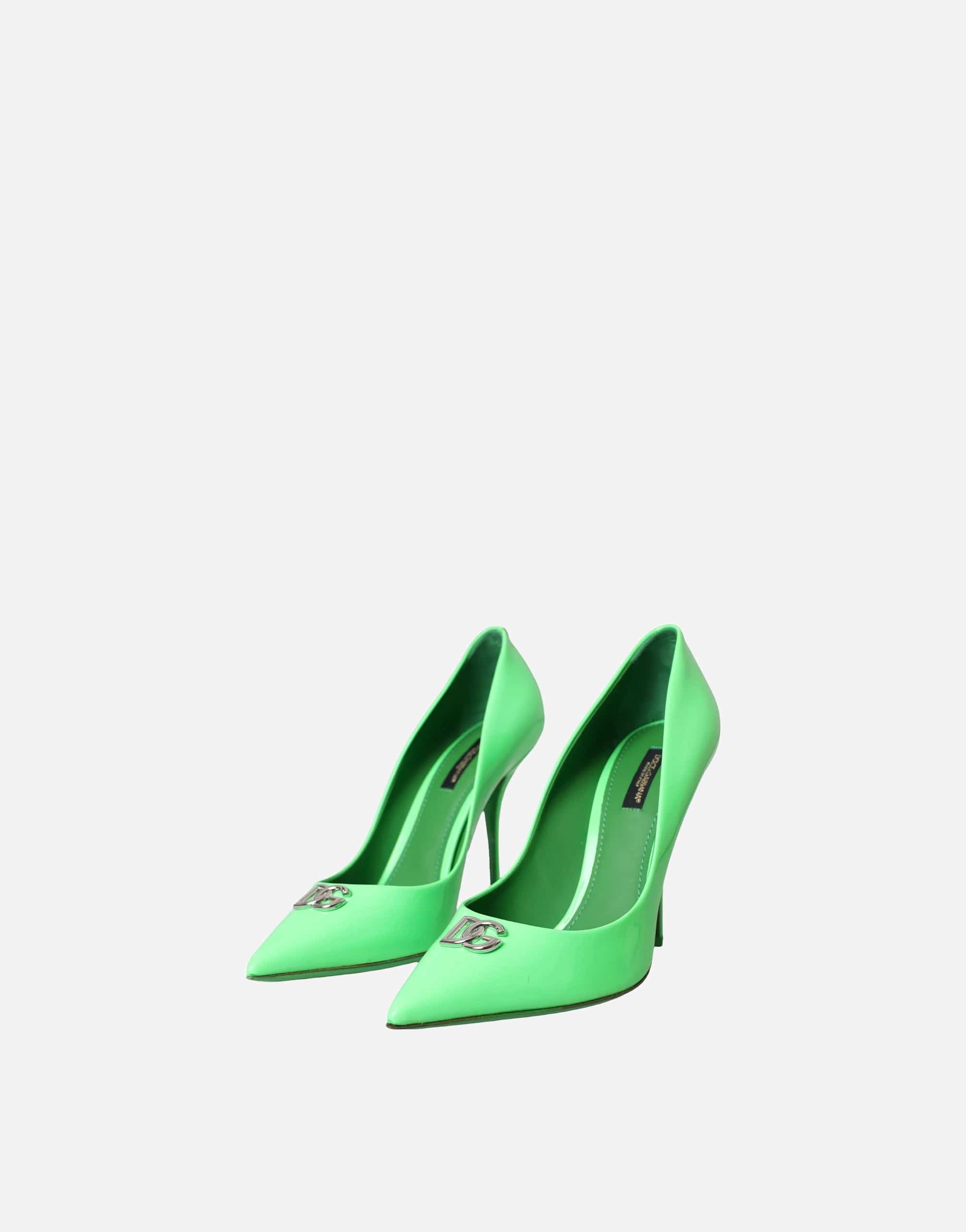 Dolce & Gabbana Neon Patent Leather Pumps With Logo