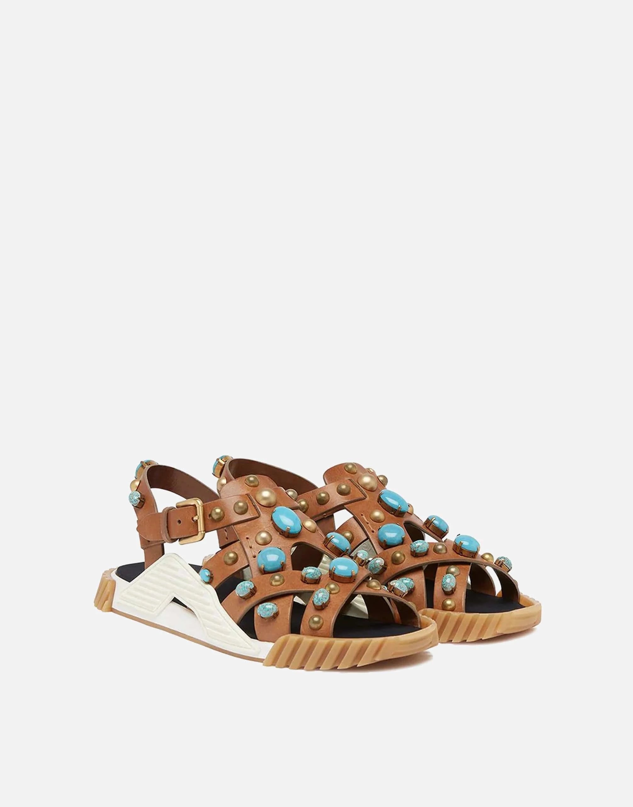 Dolce & Gabbana NS1 Stone-Embellished Leather Sandals