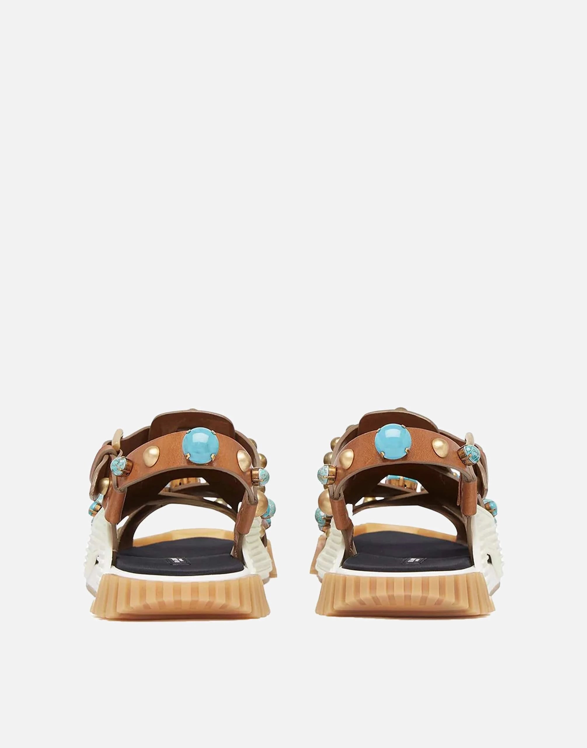 Dolce & Gabbana NS1 Stone-Embellished Leather Sandals | Sendegaro JO