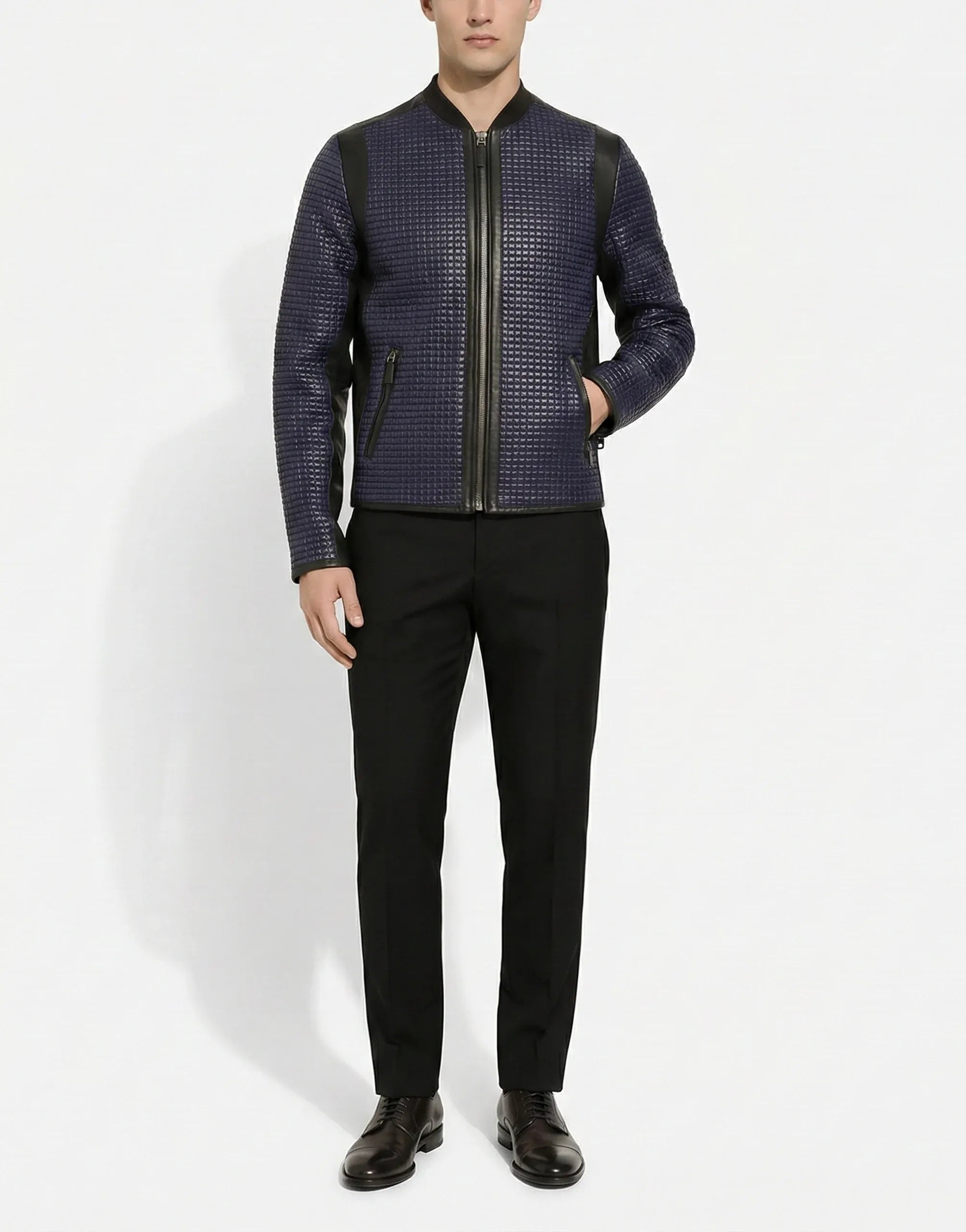 Dolce & Gabbana Nylon Leather Trim Bomber Jacket