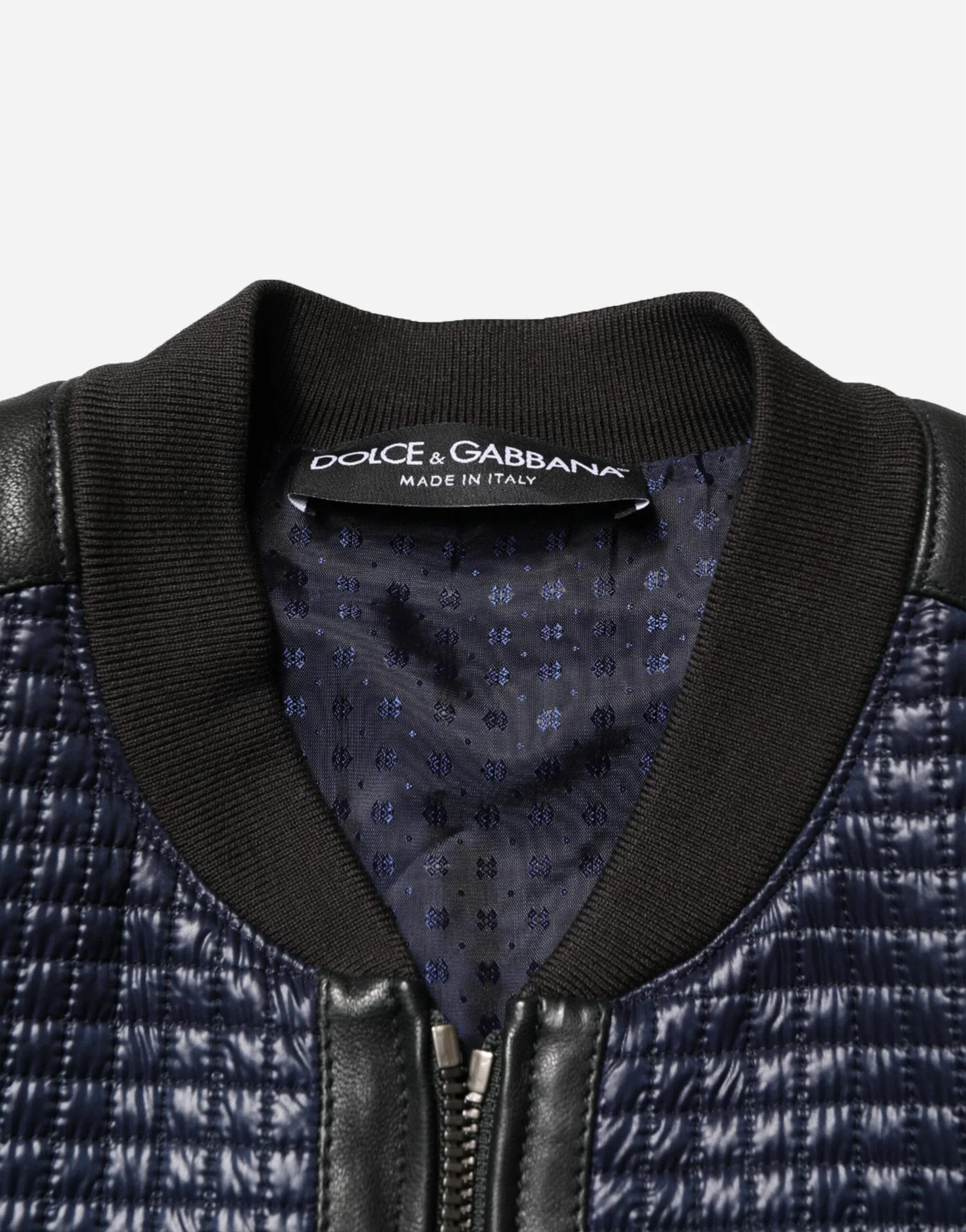 Dolce & Gabbana Jaqueta Bomber de Nylon com Acabamento em Couro