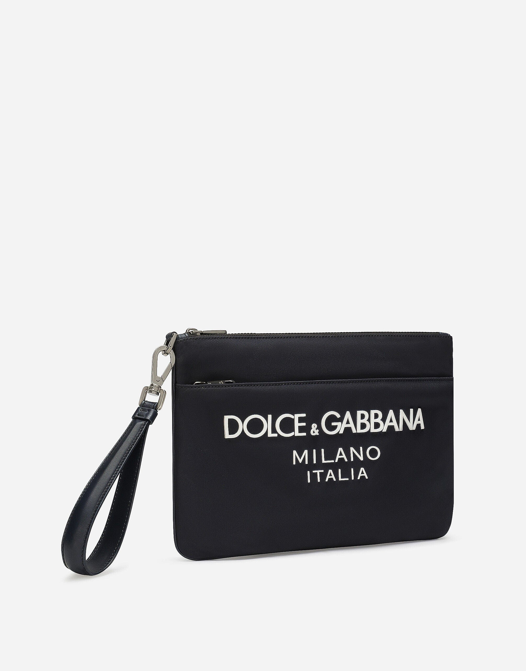 Dolce & Gabbana Nylon Logo Clutch In Blue