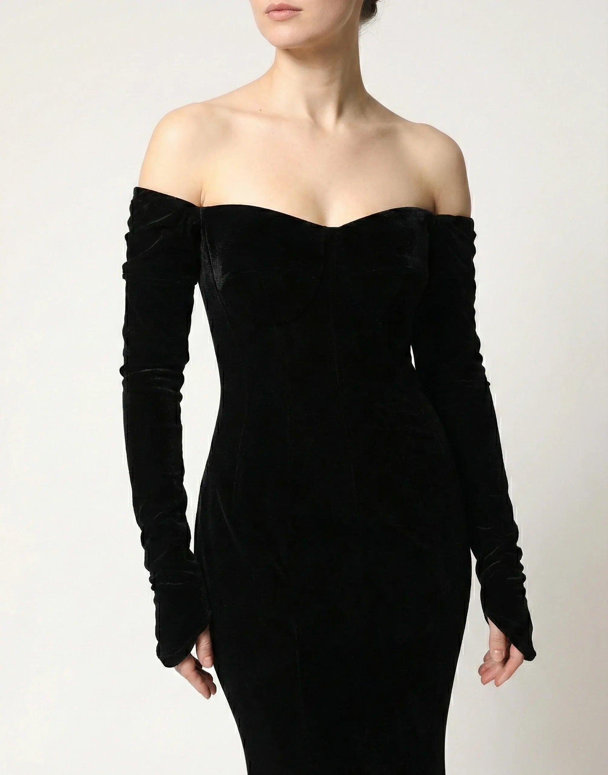 Dolce & Gabbana Off-Shoulder Black Velvet Gown