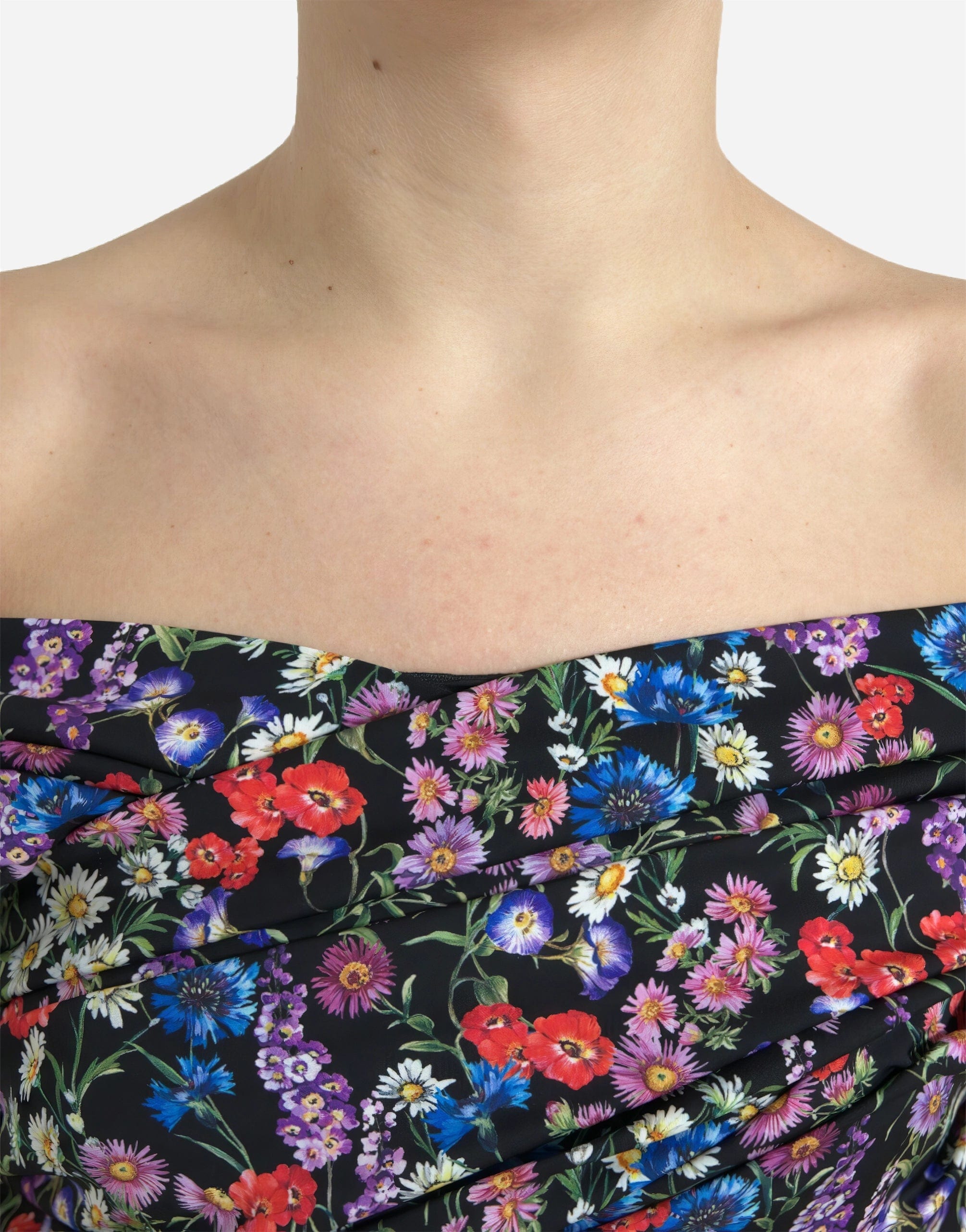 Dolce & Gabbana Off-The-Shoulder Dress With Floral Print