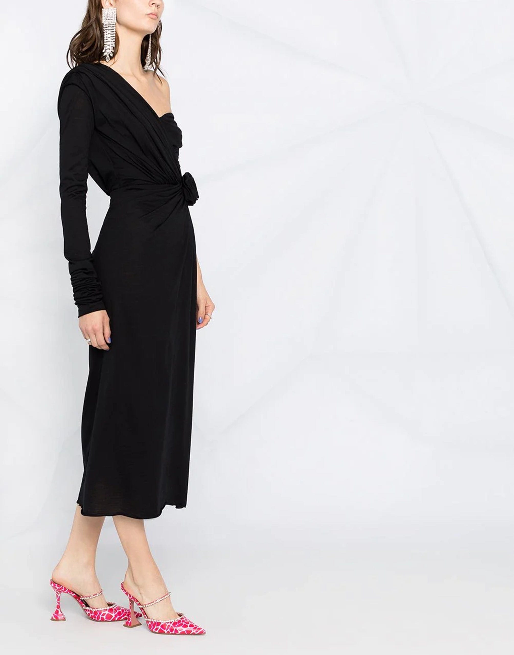 Dolce & Gabbana 黒 ドレープデザイン シルクドレス 38 Women's Dolce & Gabbana 黒 ドレープデザイン シルクドレス 38 Women's