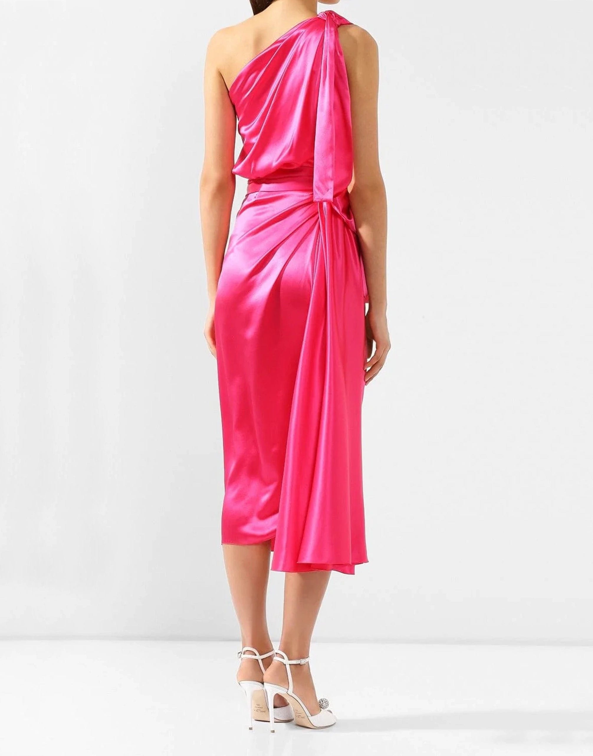 Dolce & Gabbana One-Shoulder Silk Midi Dress