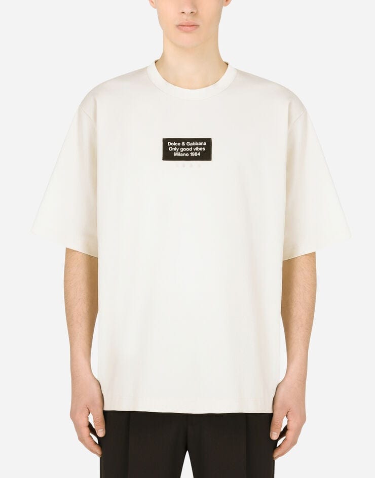 Dolce & Gabbana “Only Good Vibes” Logo Patch Cotton T-Shirt