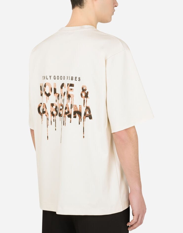 Dolce & Gabbana “Only Good Vibes” Logo Patch Cotton T-Shirt
