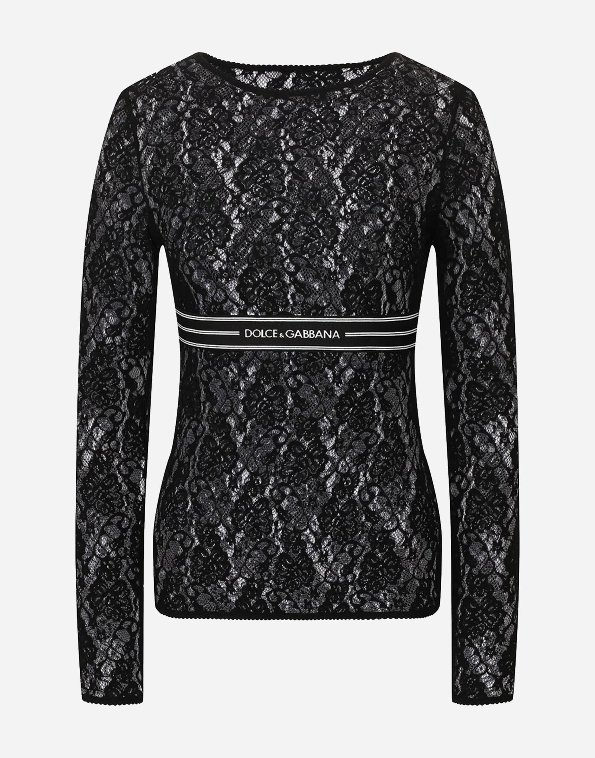 Dolce & Gabbana Openwork Lace Long Sleeve Top