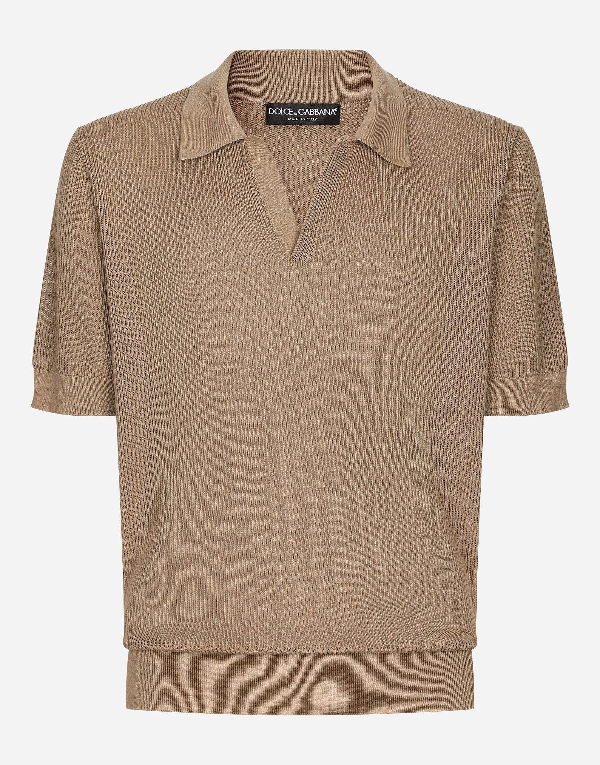 Dolce & Gabbana Openwork V-Neck Polo Shirt