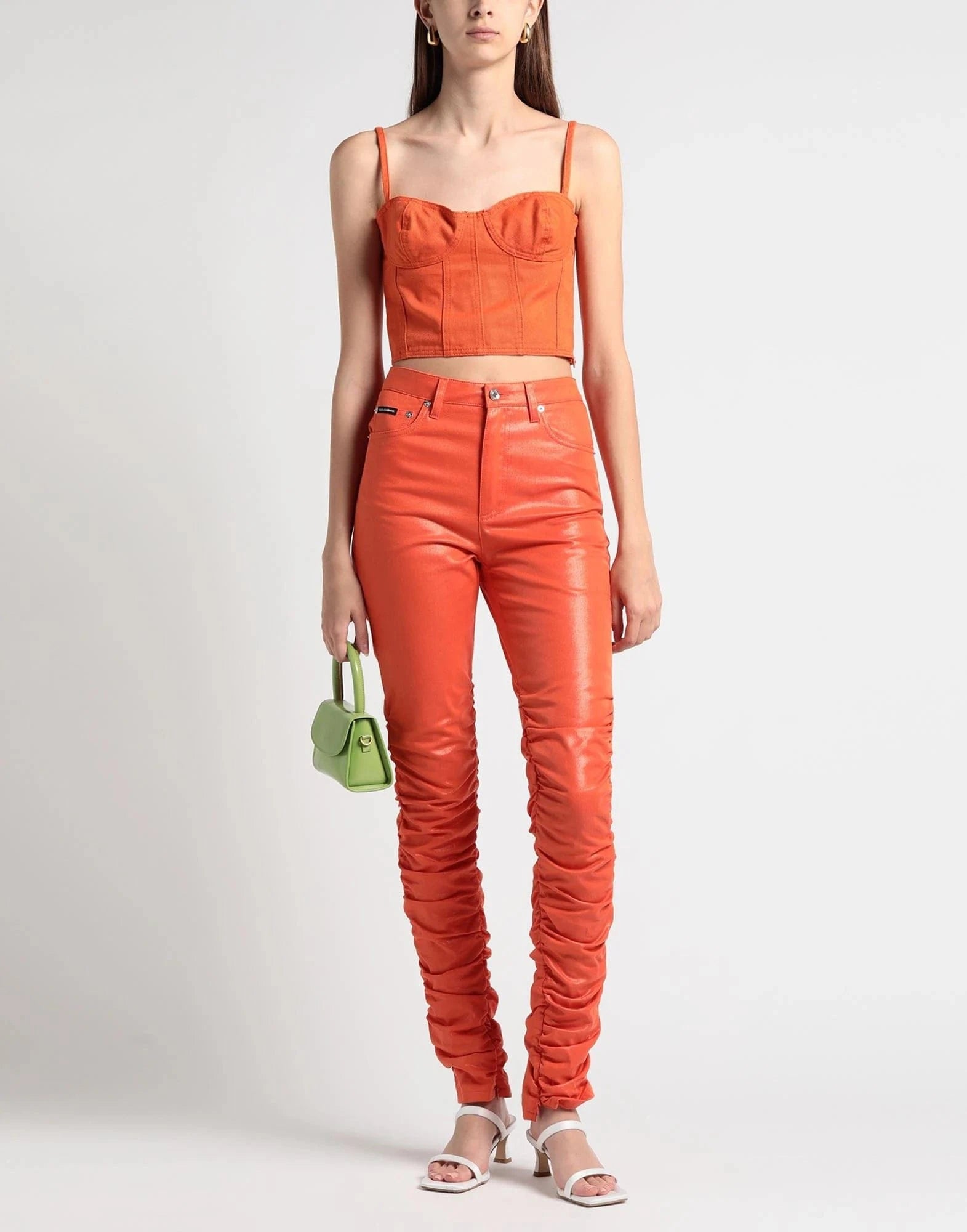 Dolce & Gabbana Orange Coated-Cotton Trousers - alternate view