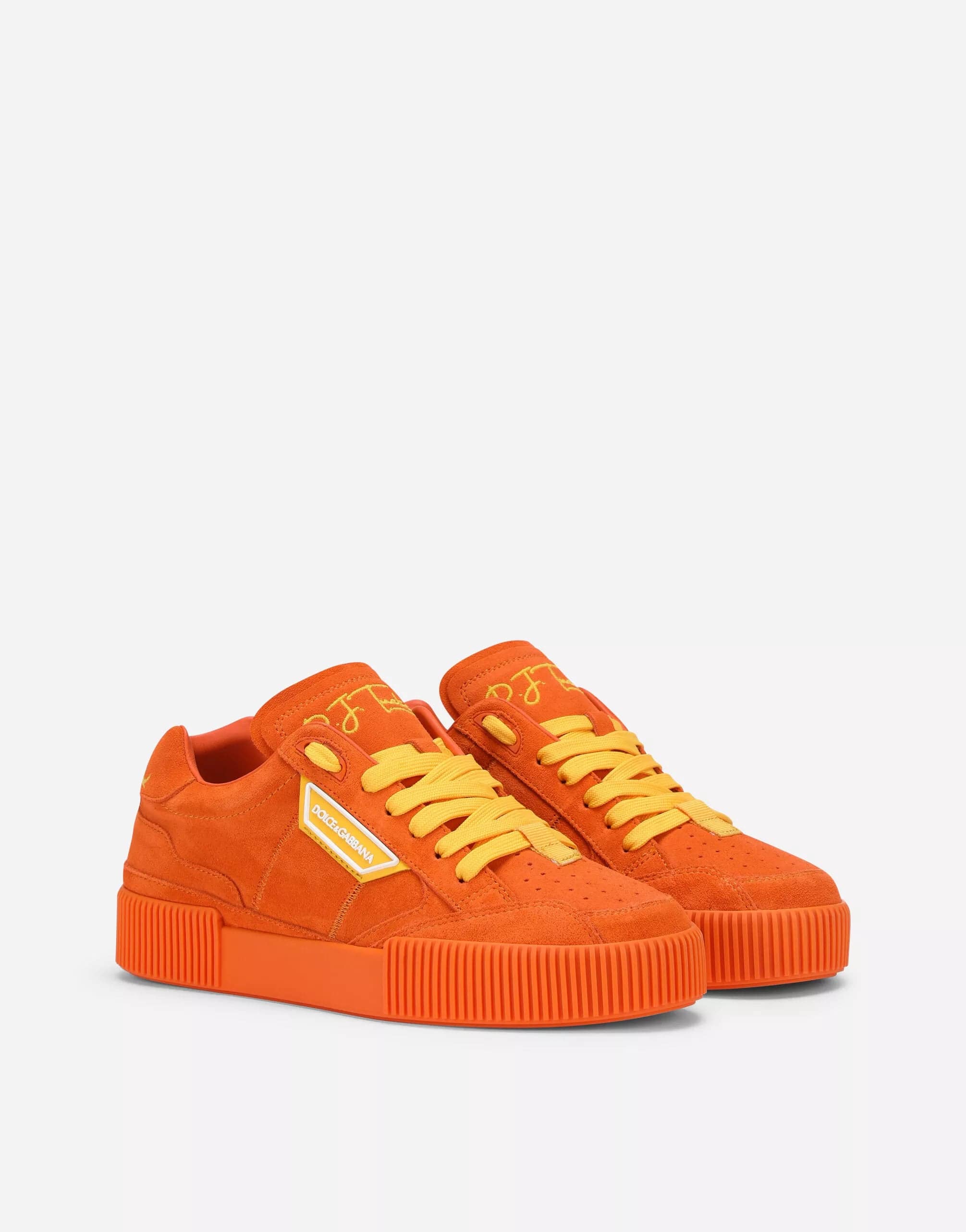 Dolce & Gabbana Orange Leather P.j. Tucker Sneakers Shoes