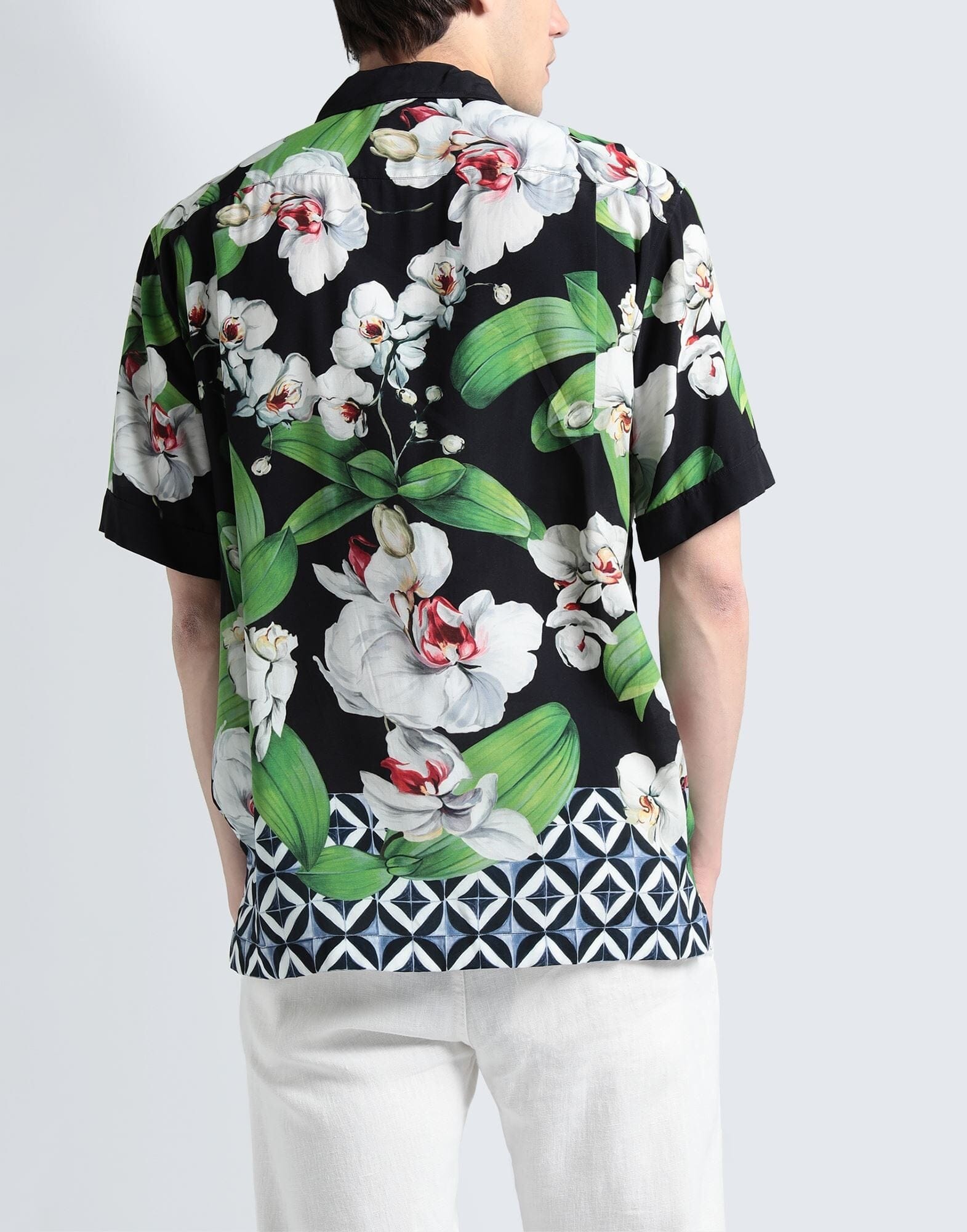 Dolce & Gabbana Orchid Print Short-Sleeve Shirt