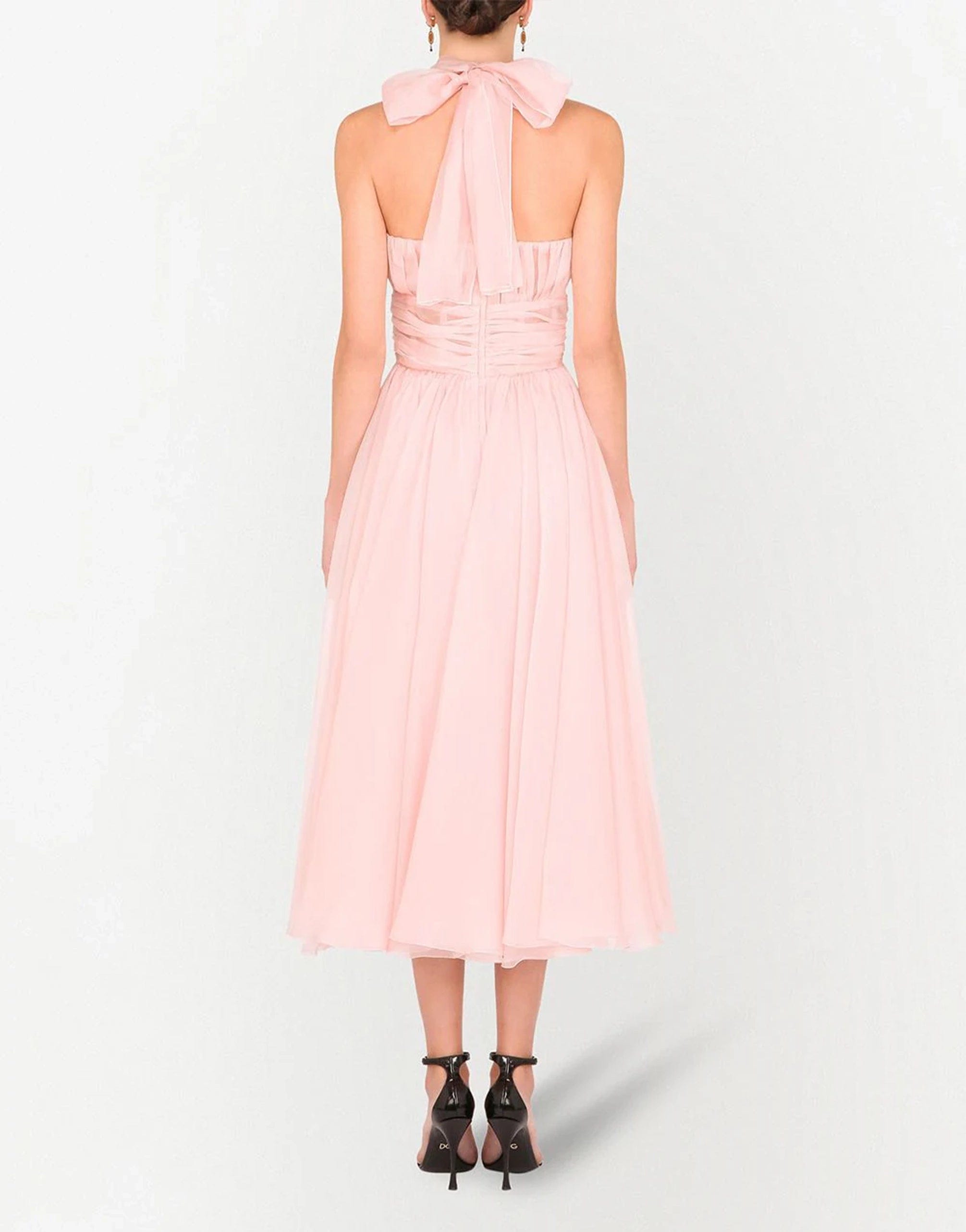 Dolce & Gabbana Organza Calf-length Dress With Halter Neck