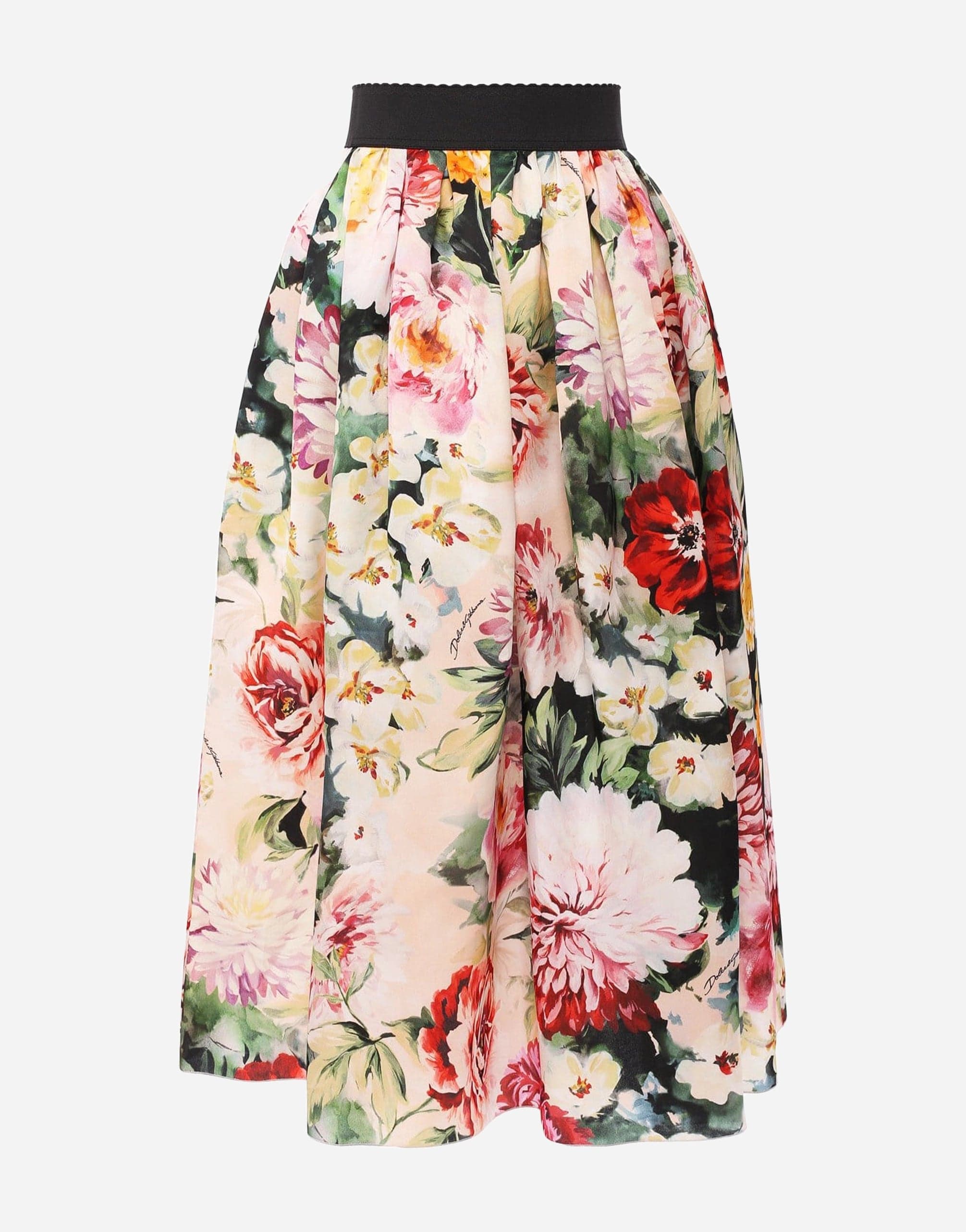 Dolce & Gabbana Organza Floral Print Midi Skirt