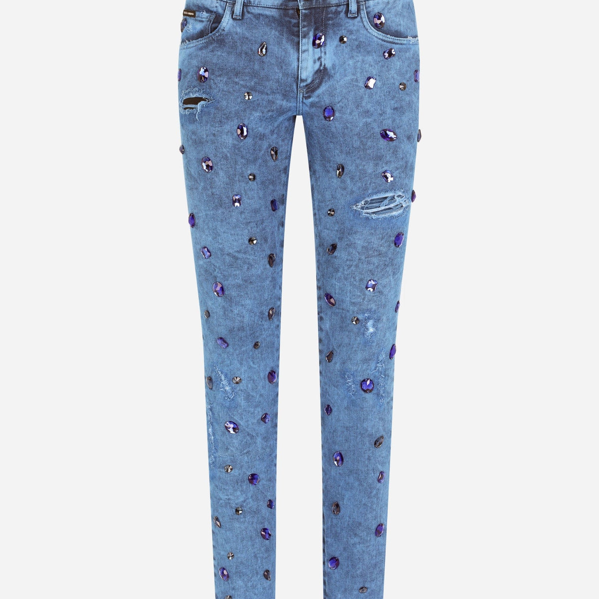 Dolce & Gabbana Over-Dyed Skinny Stretch Jeans With Crystals Dolce & Gabbana Over-Dyed Skinny Stretch Jeans With Crystals