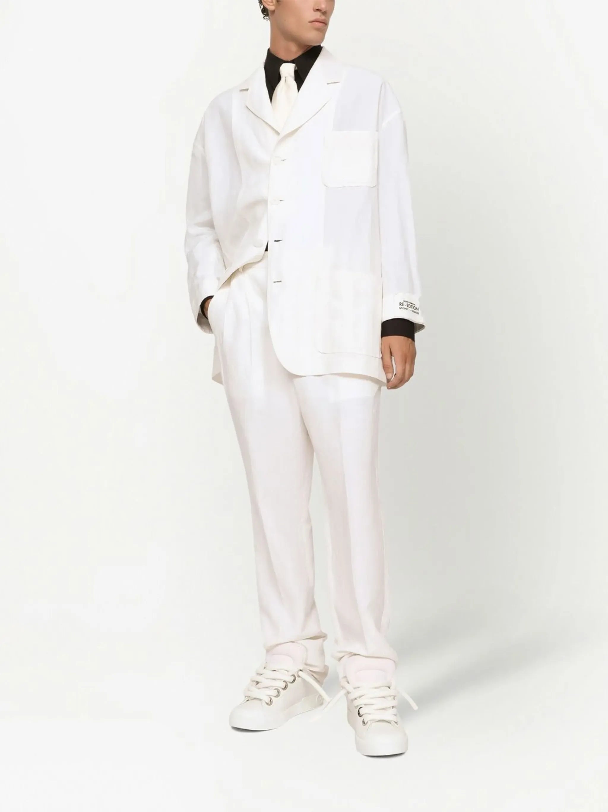 Dolce & Gabbana Oversize Single-Breasted Linen And Silk Blazer - alternate view