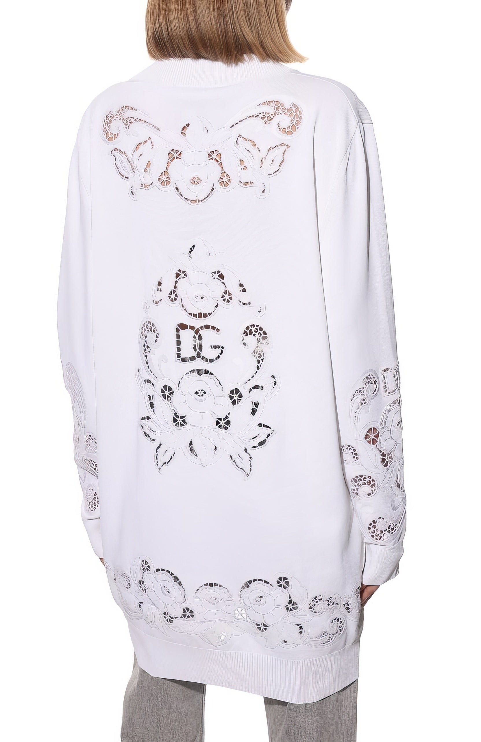 Dolce & Gabbana Oversize Viscose Cardigan With Openwork Embroidery