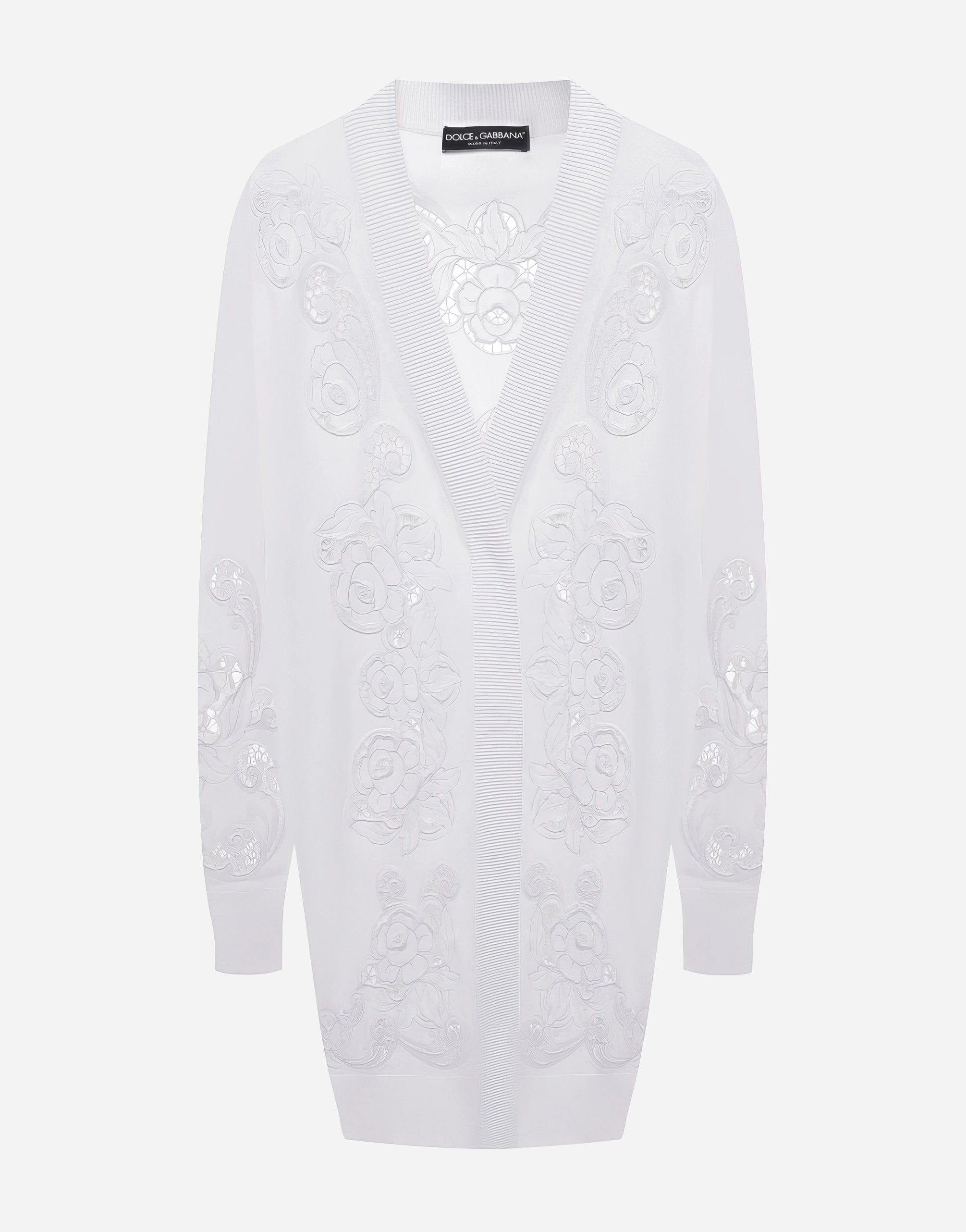 Dolce & Gabbana Oversize Viscose Cardigan With Openwork Embroidery