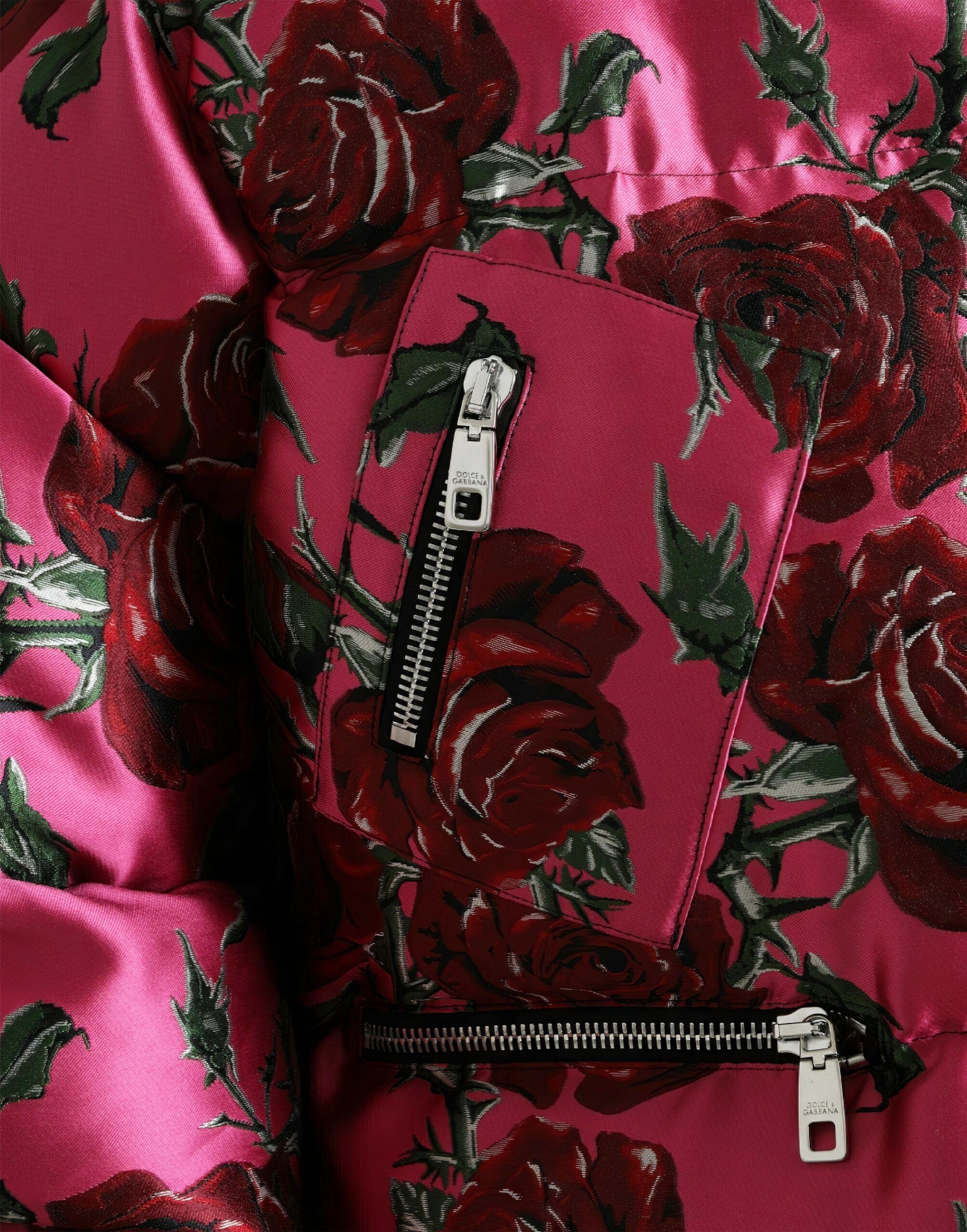 Oversized Padded Jacket With Rose Embroidery